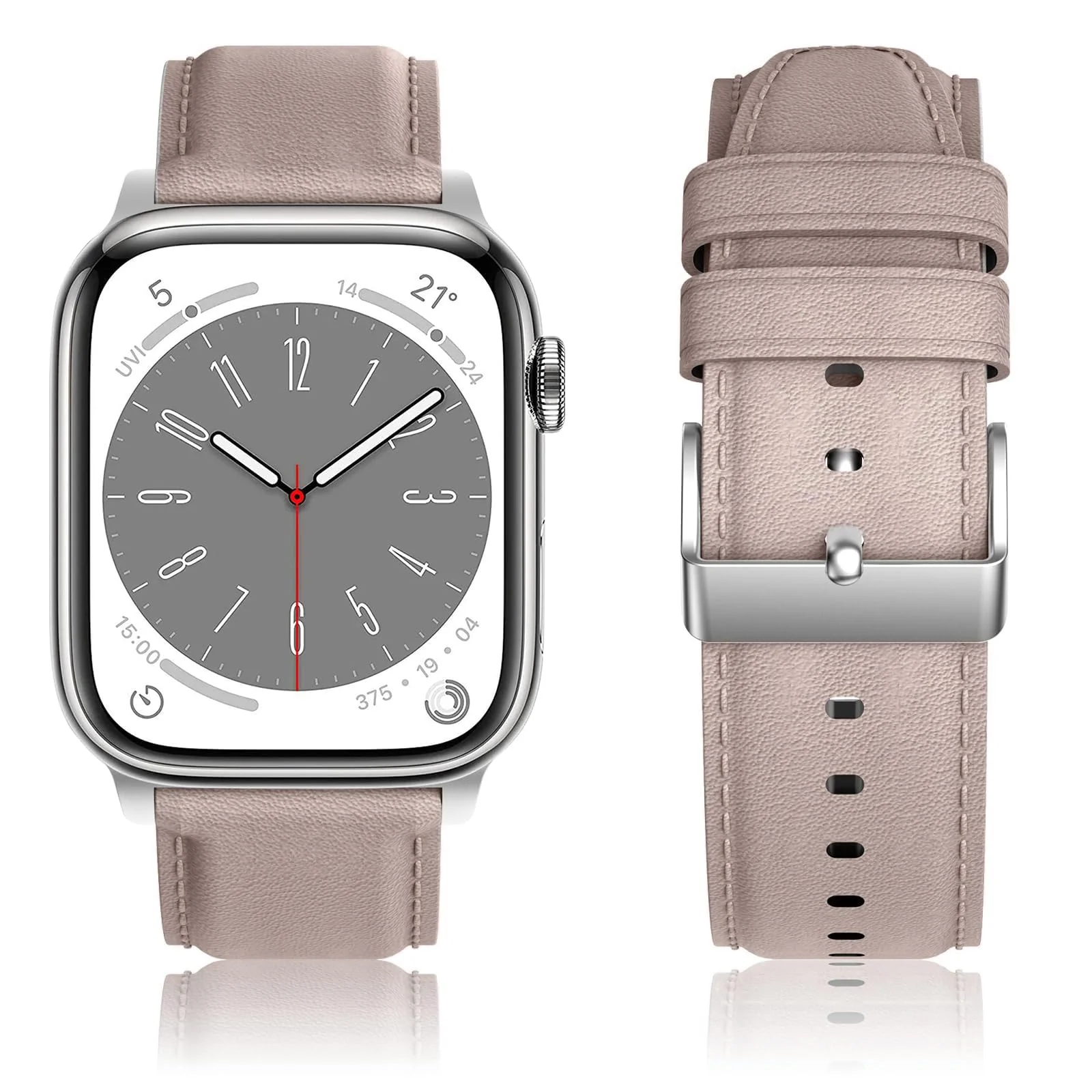 DL3 Mobilak Compatible with Apple Watch Band 49mm 46mm 45mm 44mm 42mm Leather Band Replacement Strap, Soft Leather Bracelet for iWatch Series 11 10 9 8 7 6 5 4 SE SE2 Ultra 3 2 1 - Black