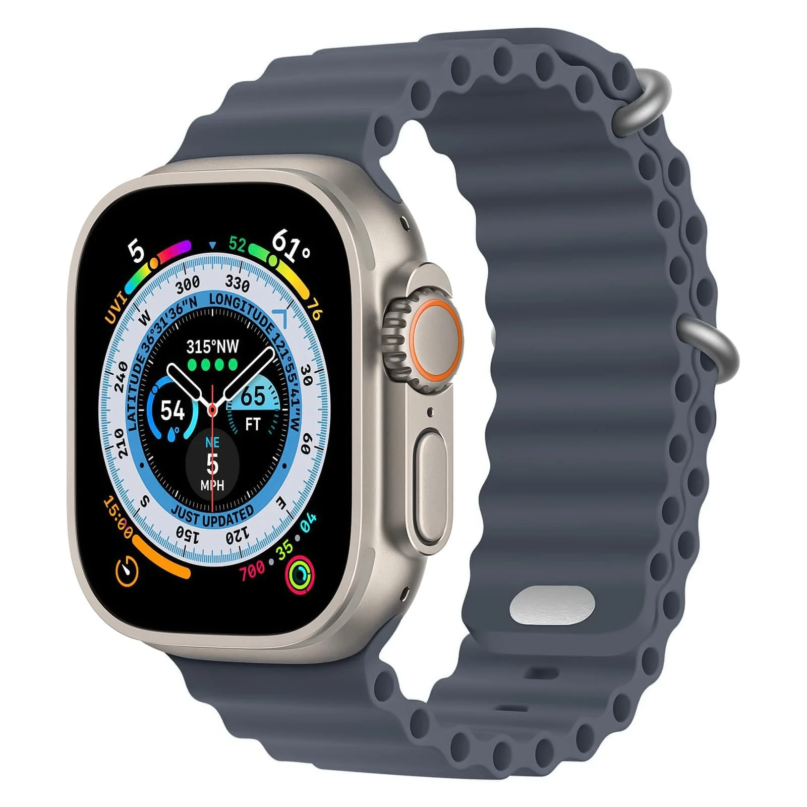DL3 Mobilak Ocean Band For Apple Watch Band 49mm 45mm 44mm 42mm 41mm 40mm 38mm Men Women, Soft Silicone Sport Band Replacement Strap for iWatch Series 9 8 7 6 5 4 3 2 (42MM/44MM/45MM/49MM) - Blue Grey