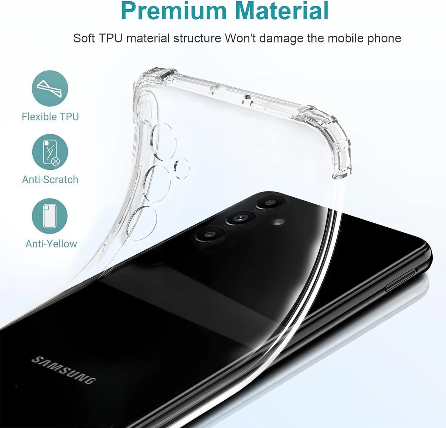 DL3 Mobilak Clear TPU Protective Case for Samsung Galaxy A05S with Camera Protection and Shockproof Design - Clear