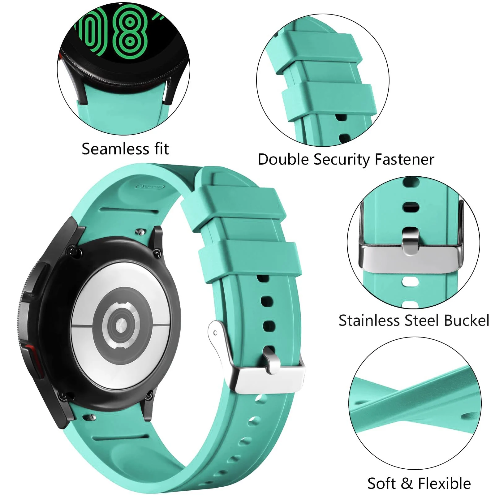 DL3 Mobilak No Gap Bands Compatible with Samsung Galaxy Watch 7 5 4 6 Band 44mm 40mm/Watch 5 Pro 45mm/Galaxy Watch 4 Classic 46mm 42mm Strap,20mm Quick Release Sport Replacement Bands for Women Men - Cactus