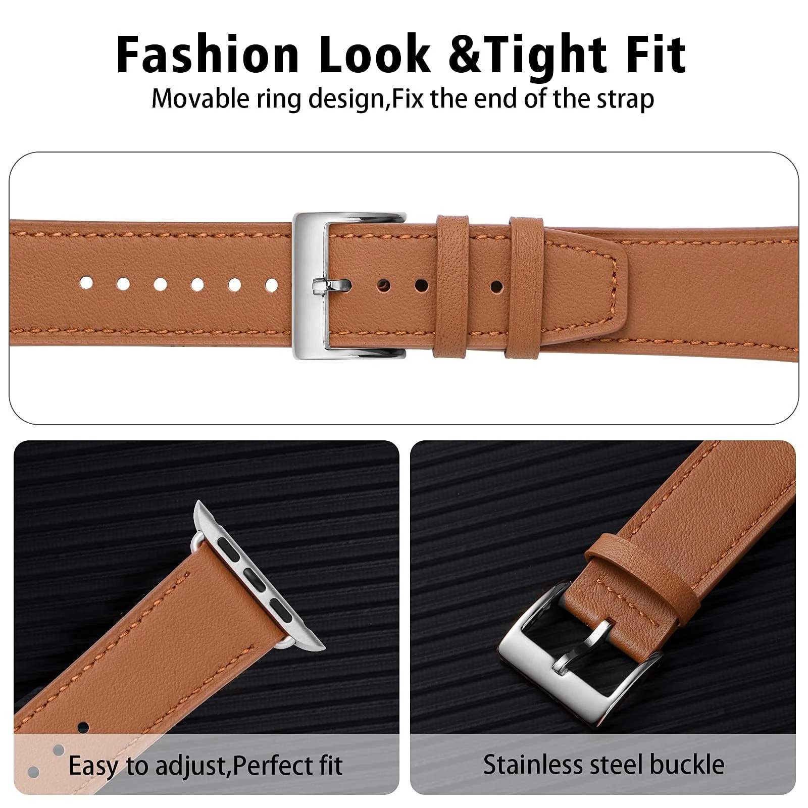 DL3 Mobilak Compatible with Apple Watch Band 49mm 46mm 45mm 44mm 42mm Leather Band Replacement Strap, Soft Leather Bracelet for iWatch Series 11 10 9 8 7 6 5 4 SE SE2 Ultra 3 2 1 - Brown