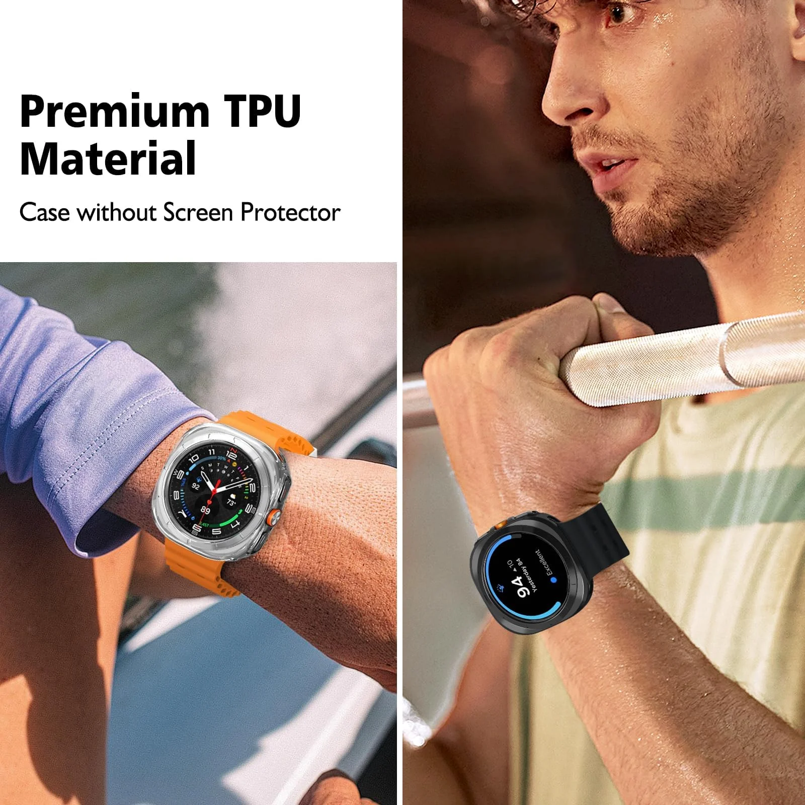 DL3 Mobilak Case Compatible with Samsung Galaxy Watch Ultra 2025/Galaxy Watch 7 Ultra 2024 47mm, Premium Soft TPU Slim Plated Protective Bumper Shell Cover Without Screen Protector - Clear