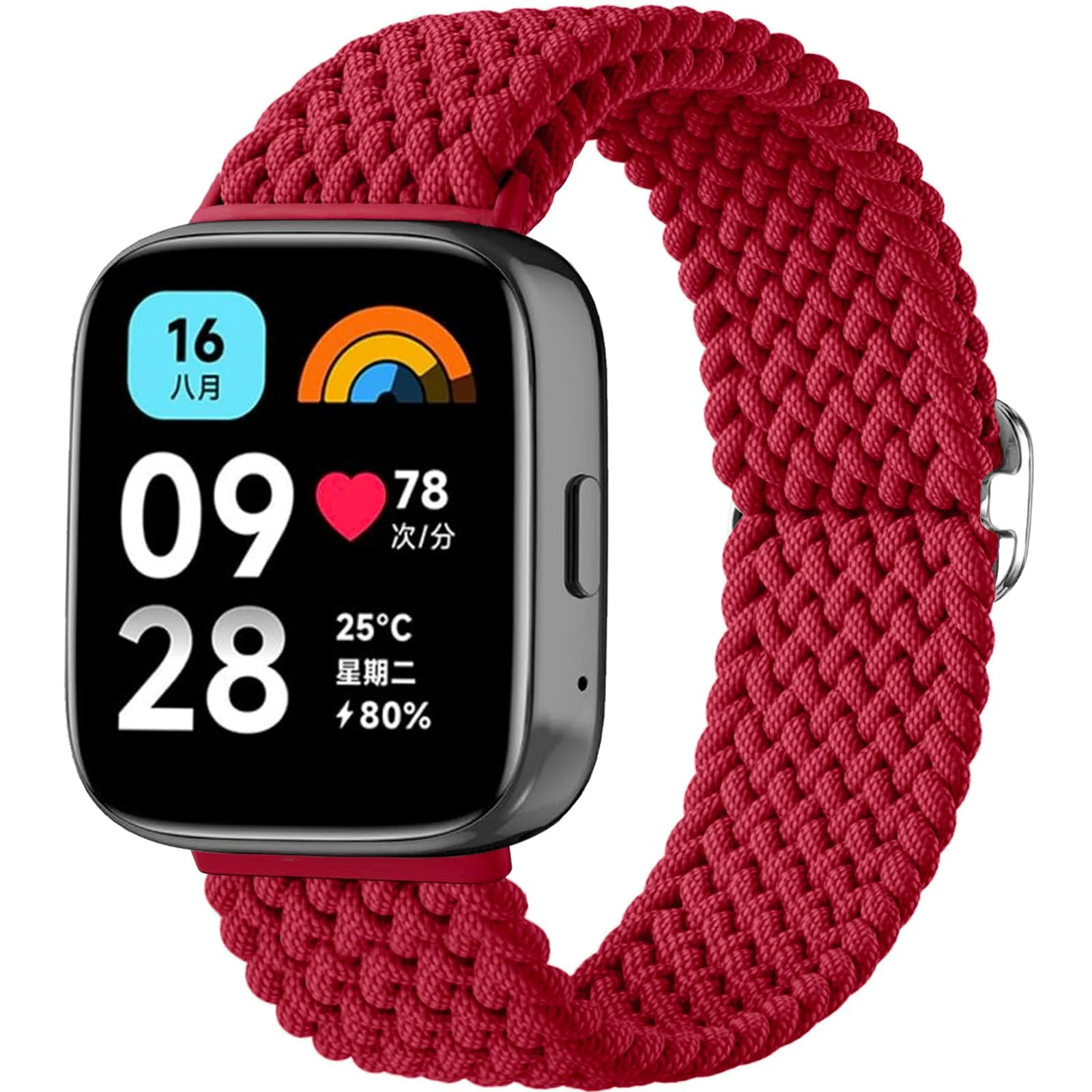 DL3 MOBILAK Soft Elastic Nylon Watch Strap for Xiaomi Redmi Watch 3 Lite and 3 Active - Red