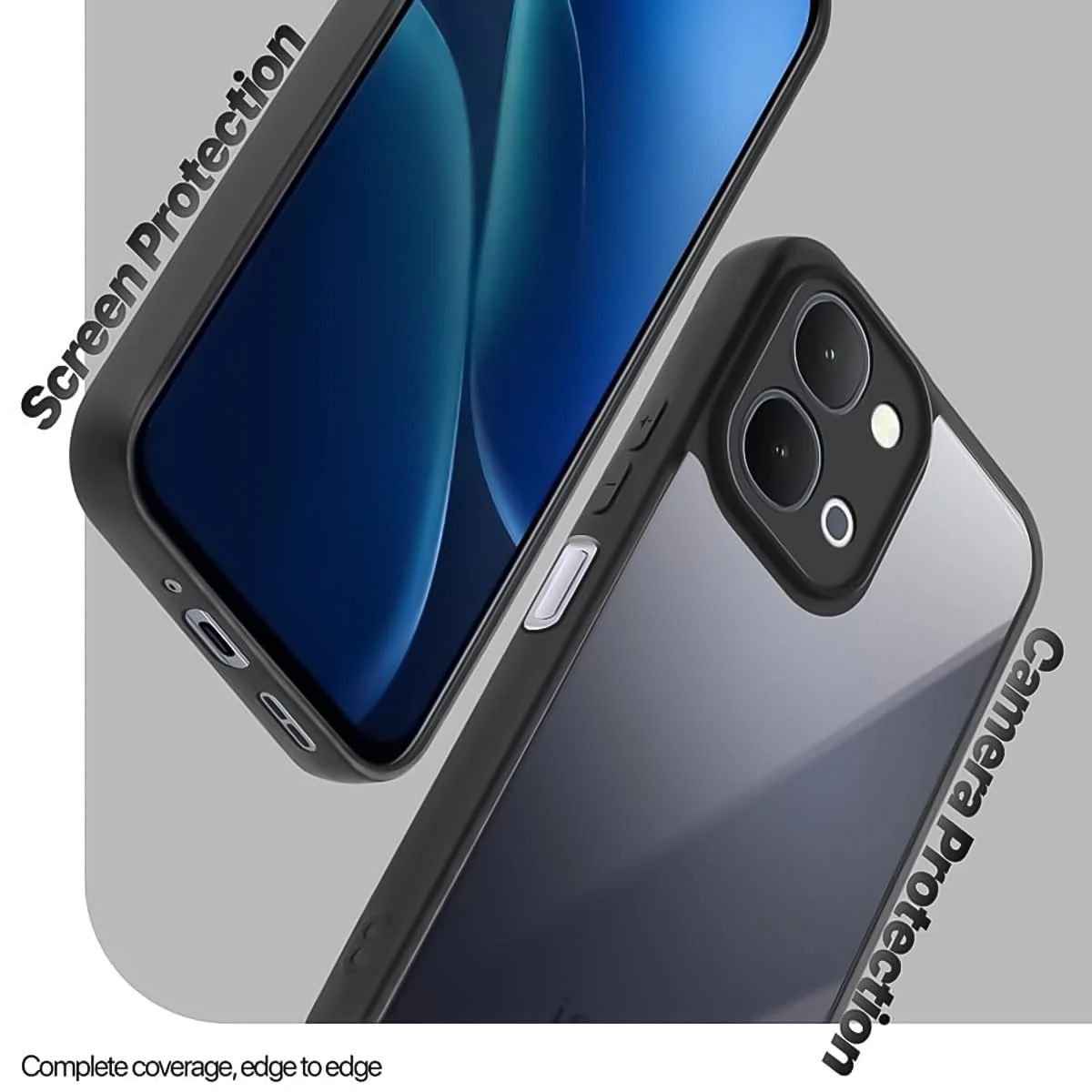 DL3 Mobilak Clear PC and TPU Protective Case for vivo Y31D 4G with Camera Protection and Military-Grade Protection - Black