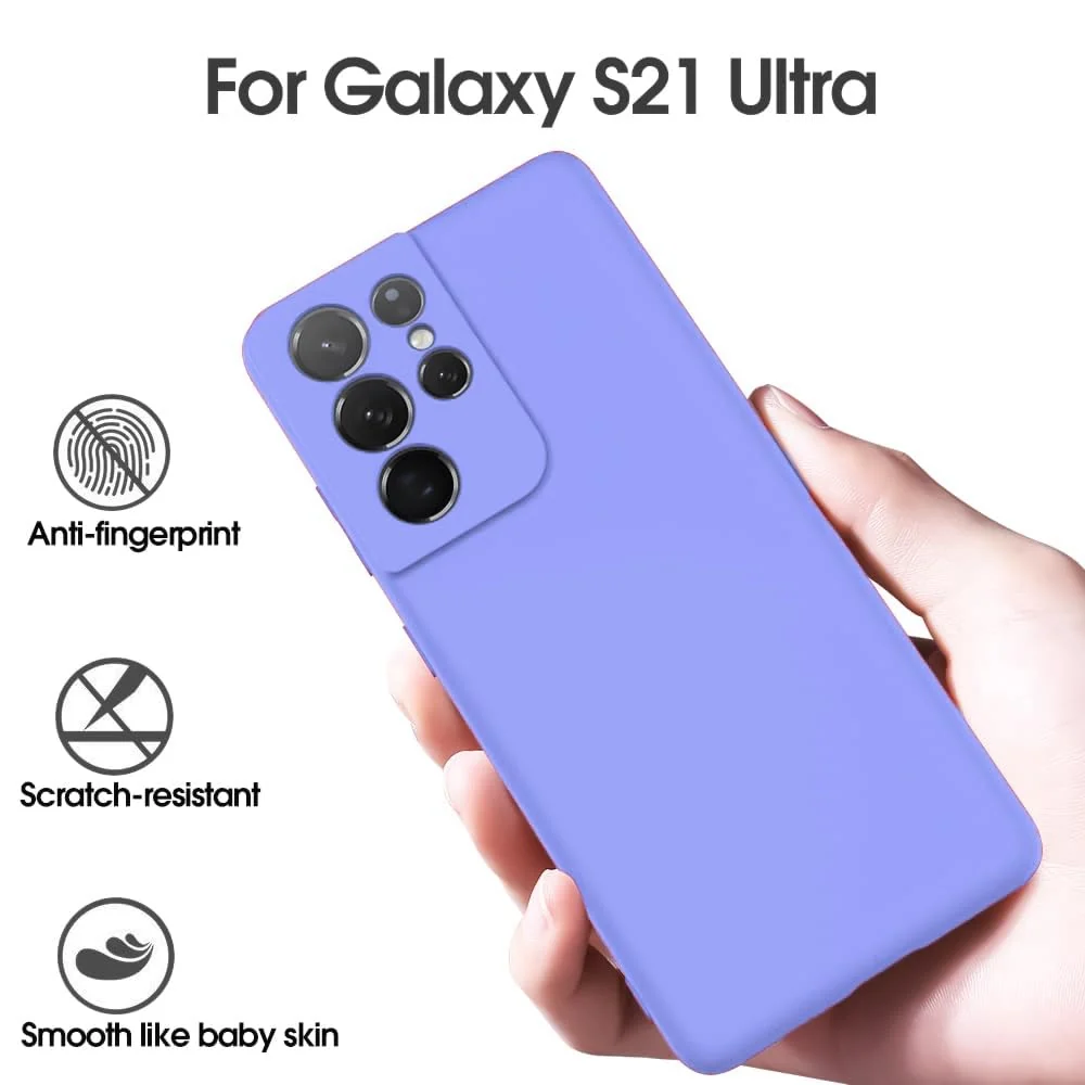 DL3 Mobilak Samsung Galaxy S21 Ultra 5G Case, Soft Flexible Silicone Gel Rubber Bumper Cover, Slim Fit Full Body Shockproof Protective Phone Case - Baby Blue