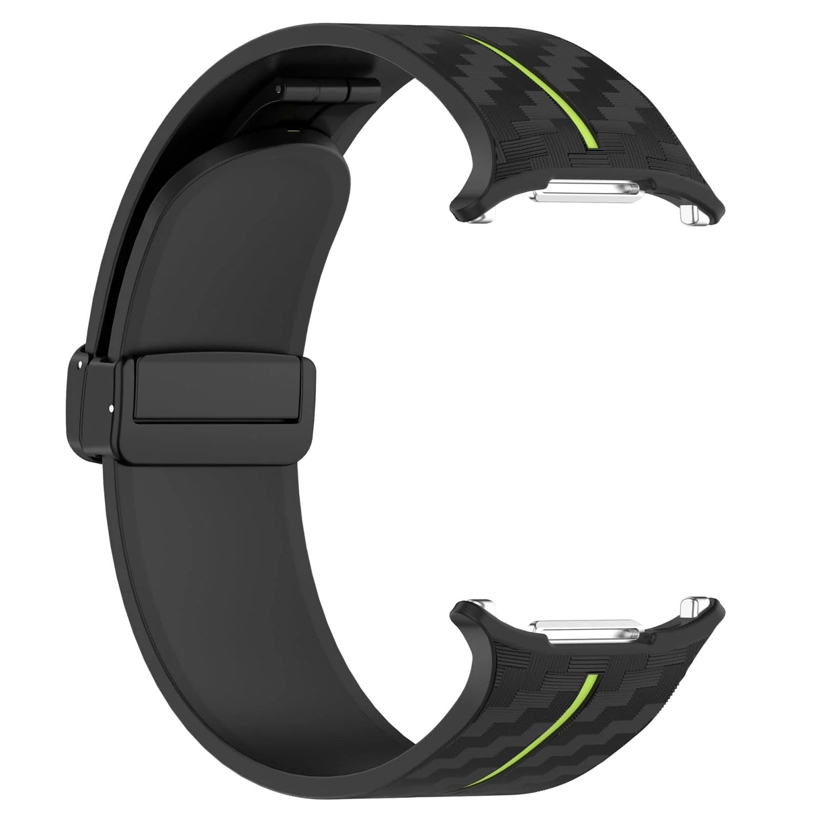 DL3 Mobilak Compatible for Samsung Galaxy Watch Ultra Band 47mm for Men Women, Soft Silicone Waterproof Sport Strap with Magnetic Clasp, Stylish Carbon Fiber Replacement Galaxy Watch 7 Ultra Bands - Black Lime