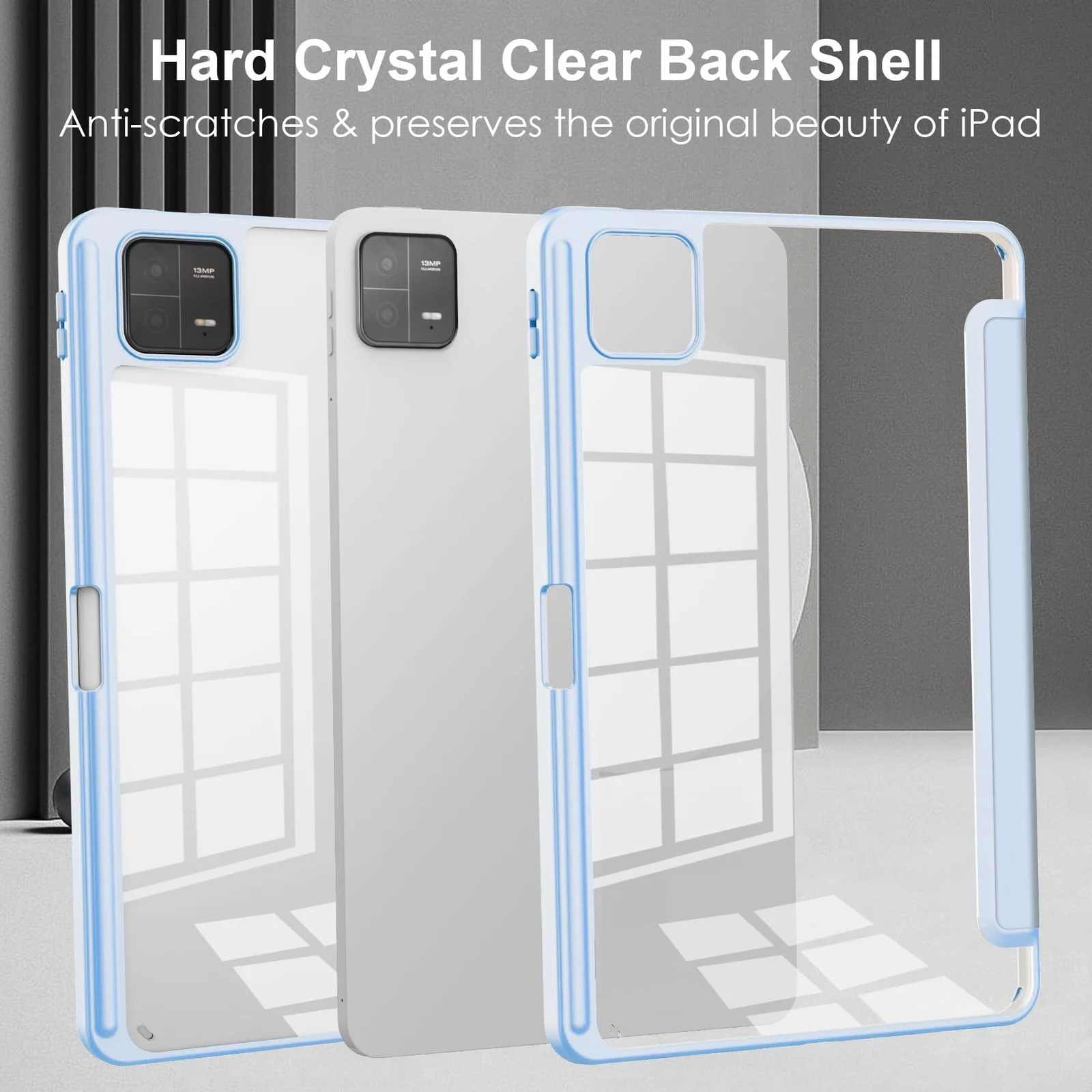 DL3 Mobilak Case for Xiaomi Pad 7 / Xiaomi Pad 7 Pro 2024 11.2 inch, Clear Shockproof Back Cover Built-in Pencil Holder, Auto Sleep/Wake - Baby Blue