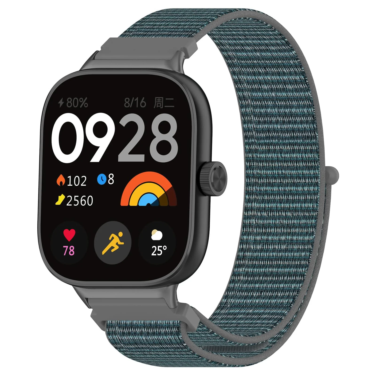 DL3 Mobilak Nylon Strap for Redmi Watch 4/Redmi Watch 5/Xiaomi Smart Band 8 Pro/Band 9 Pro, Men and Women Breathable Elastic Bracelet, Adjustable Straps Replacement Band Sport Watchband - Storm Gray