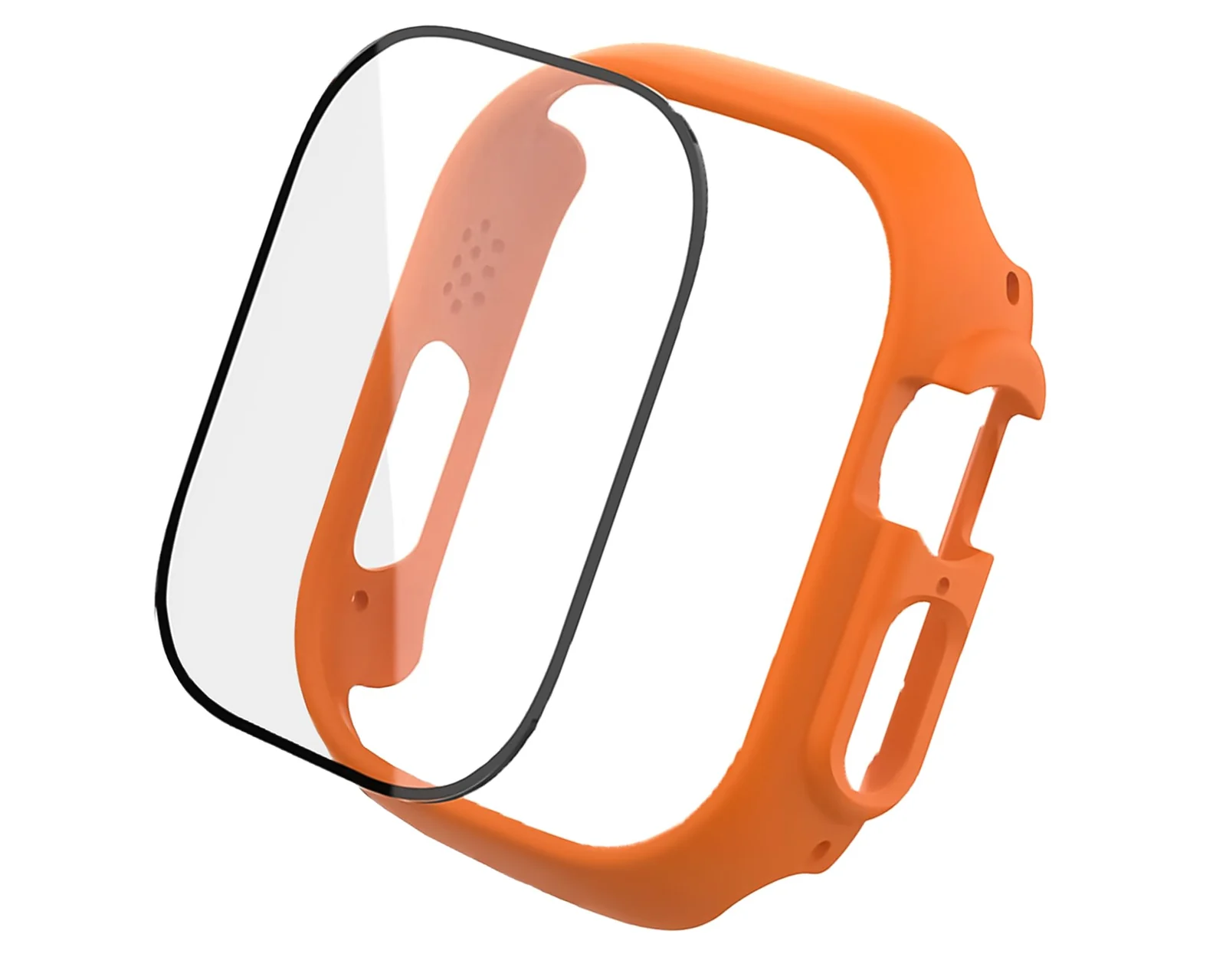 DL3 Mobilak Band with Case For Apple Watch Ultra/Ultra 2 49mm, Adjustable Silicone Sport Wristband Replacement, Strap With Cover Built-in Glass Screen Protector for iWatch Ultra 49 mm - Orange