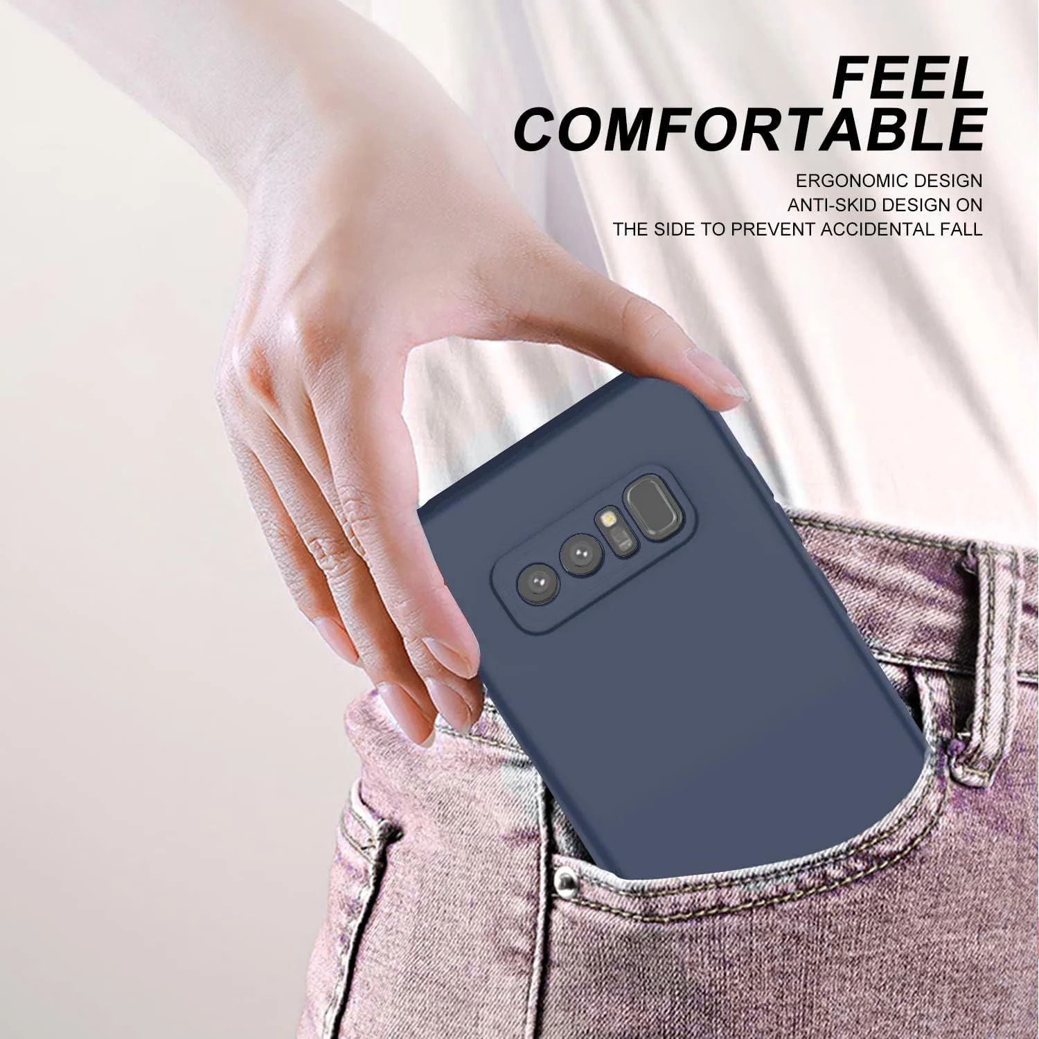 DL3 Mobilak Samsung Galaxy Note 8 Case, Soft Flexible Liquid Silicone Gel Rubber Bumper Cover, Full Body Shockproof Protective Phone Case - Midtnight Blue