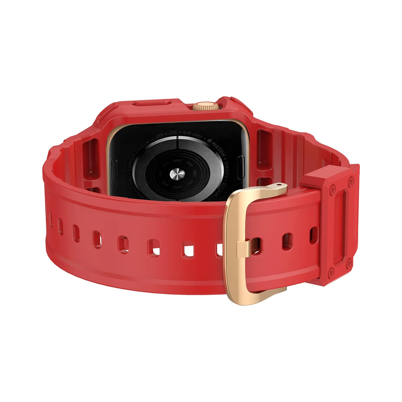 DL3 Mobilak Compatible With Apple Watch Band 45mm 44mm 42mm with Bumper Case, Rugged Men Bands for iWatch SE SE 2 Series 9 8 7 6 5 4 3 2 1, Sport Military Protector Drop-proof Shockproof - Red