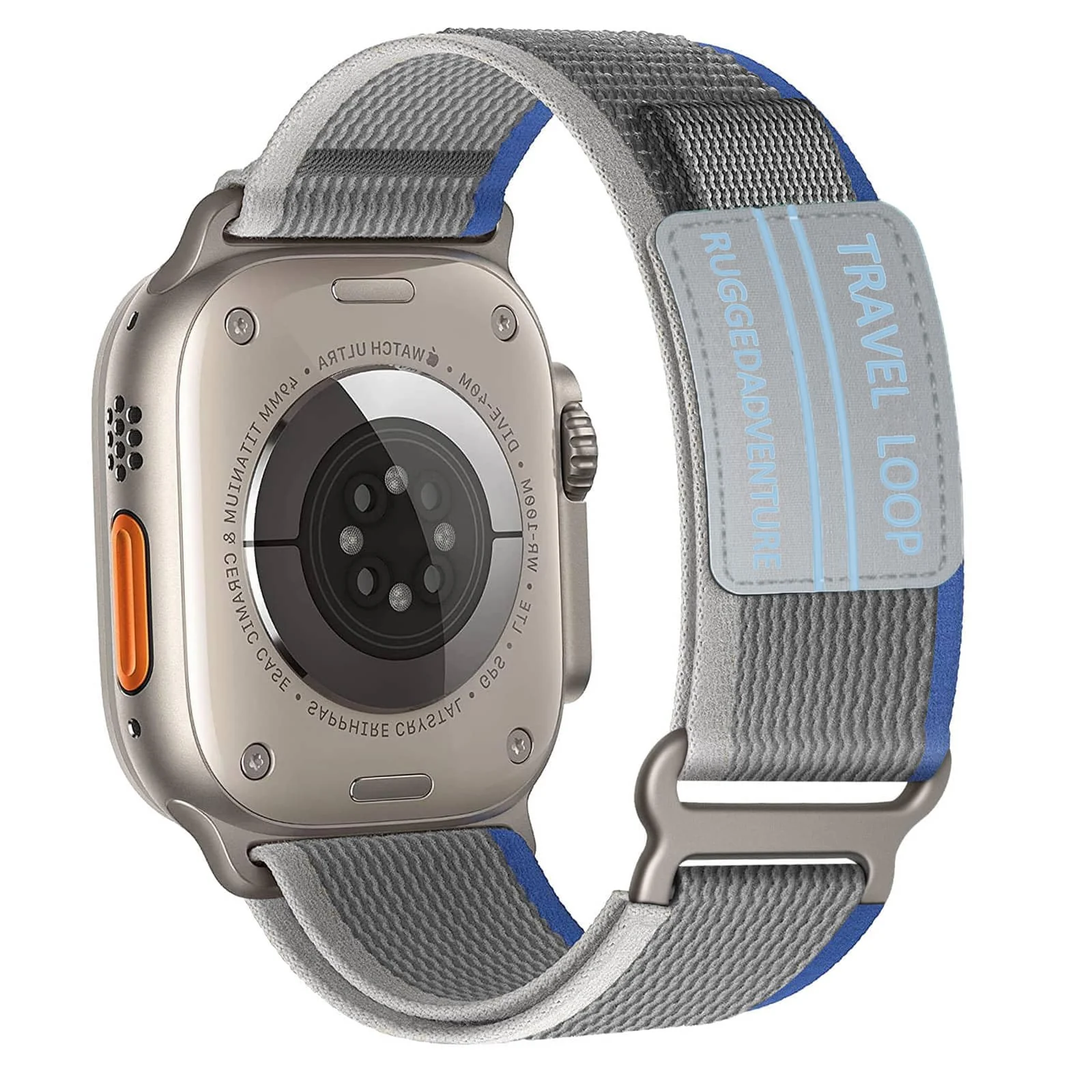 DL3 Mobilak Trail Loop Strap for Apple Watch Ultra Band 49mm 45mm 44mm 42mm iWatch Ultra Band Men Women, Rugged Sport Strap Soft Nylon Wristband for iWatch Ultra 2 Bands Series 9 8 7 6 5 4 3 2 1 SE - A.Blue Grey