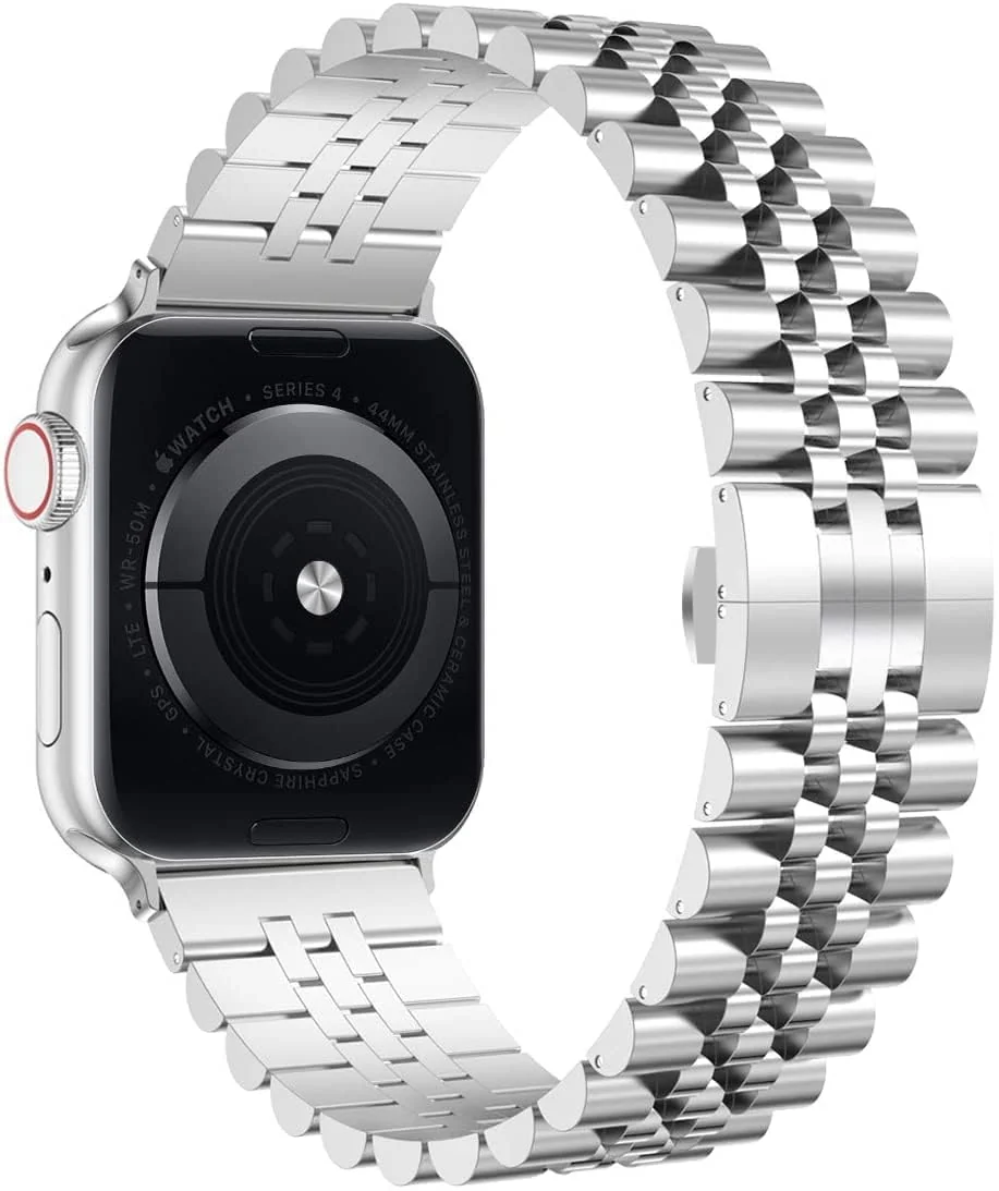DL3 Mobilak Band For Apple Watch Ultra Band 49mm 45mm 44mm 42mm 41mm 40mm 38mm, Metal Stainless Steel Strap for Apple Watch Series 8 Ultra 7 6 5 4 3 2 1 Se (A. , 42MM/44MM/45MM/49MM) - A.Silver