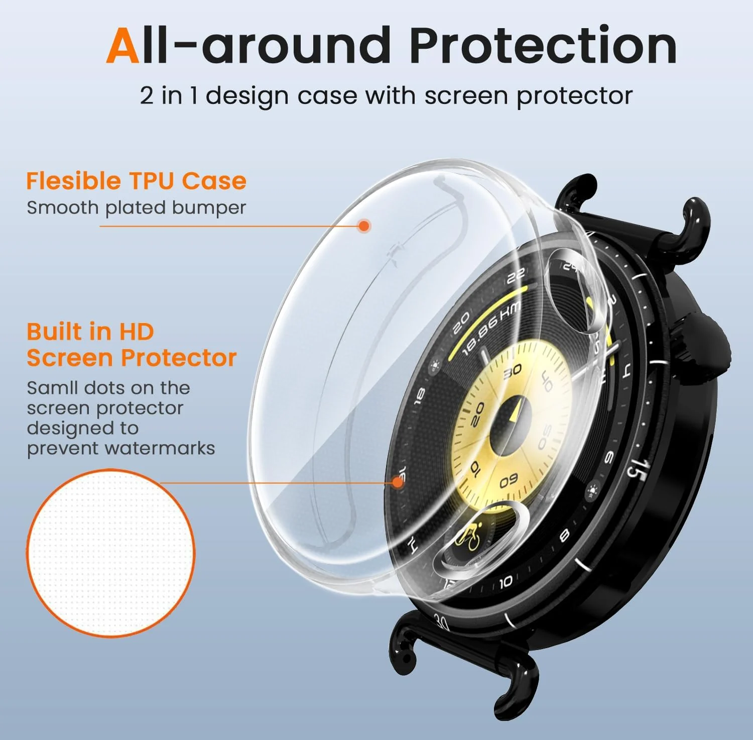 DL3 Mobilak Case for Huawei Watch GT6 41mm 2025, Case with Screen Protector, HD Protection Cover, Soft Silicone Screen Protector Cover for Huawei Watch GT 6 41mm 2025 - Clear
