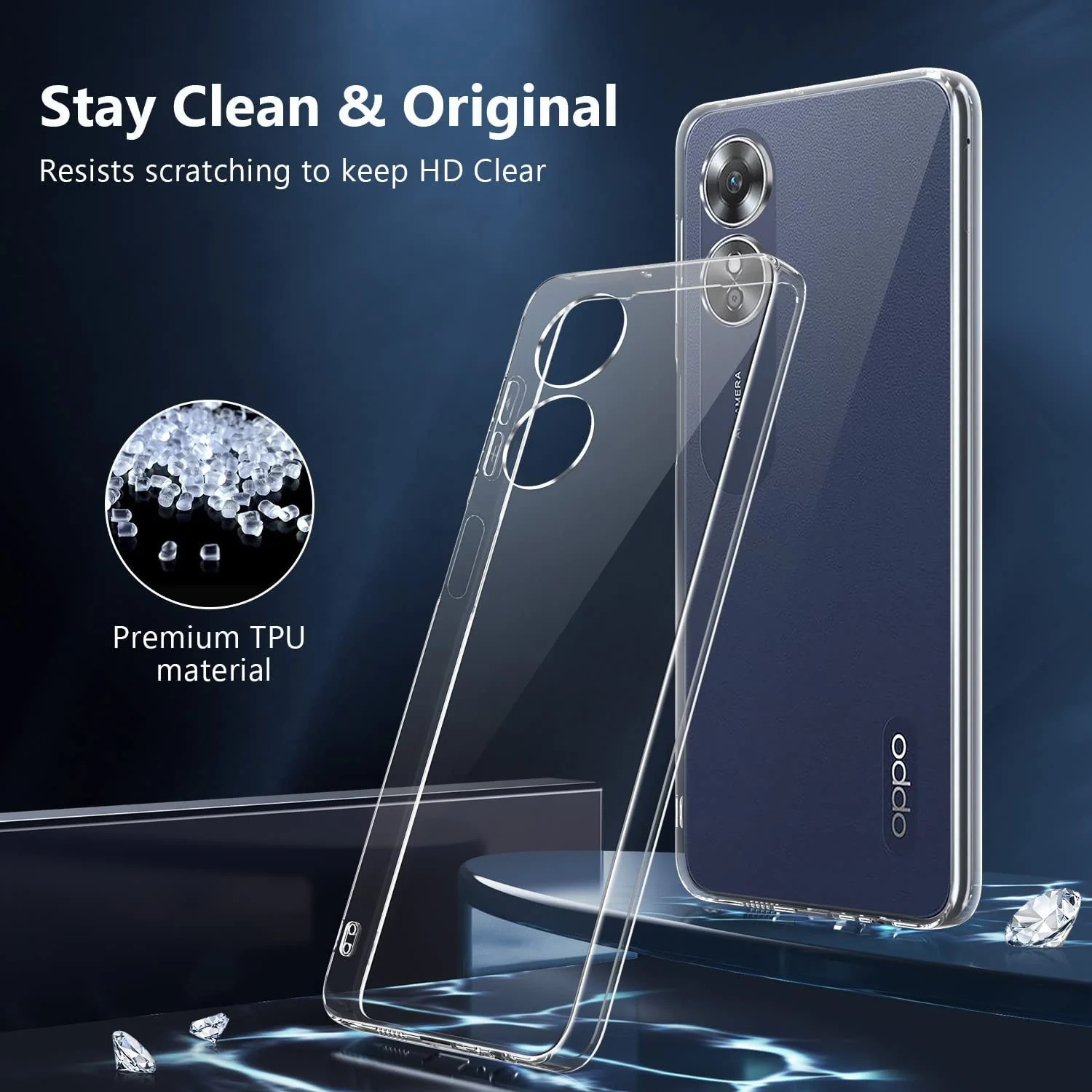 DL3 Mobilak Case Compatible with OPPO A17 / OPPO A17K Case Crystal Soft TPU Gel Case Flexible Silicone Anti-Scratch Camera Protection TPU Cover - Clear