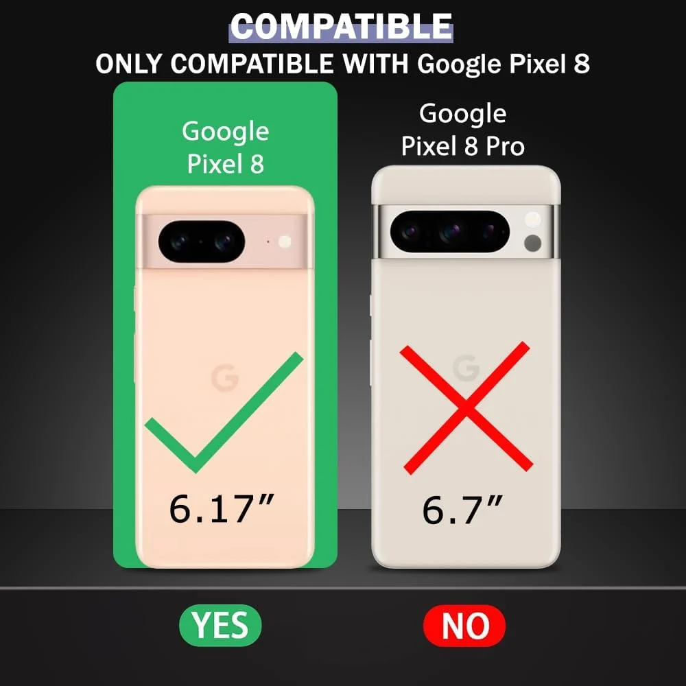 DL3 Mobilak Clear PC and TPU Protective Case for Google Pixel 8 with Camera Protection and Military-Grade Protection - Black
