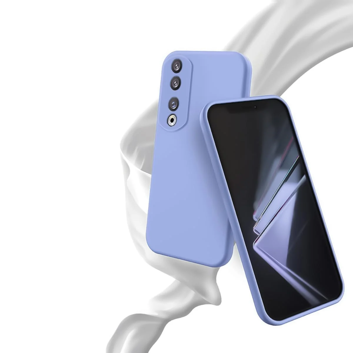 DL3 Mobilak Soft Silicone Protective Case for Honor 70 with Microfiber Lining and Shockproof Design - Baby Blue