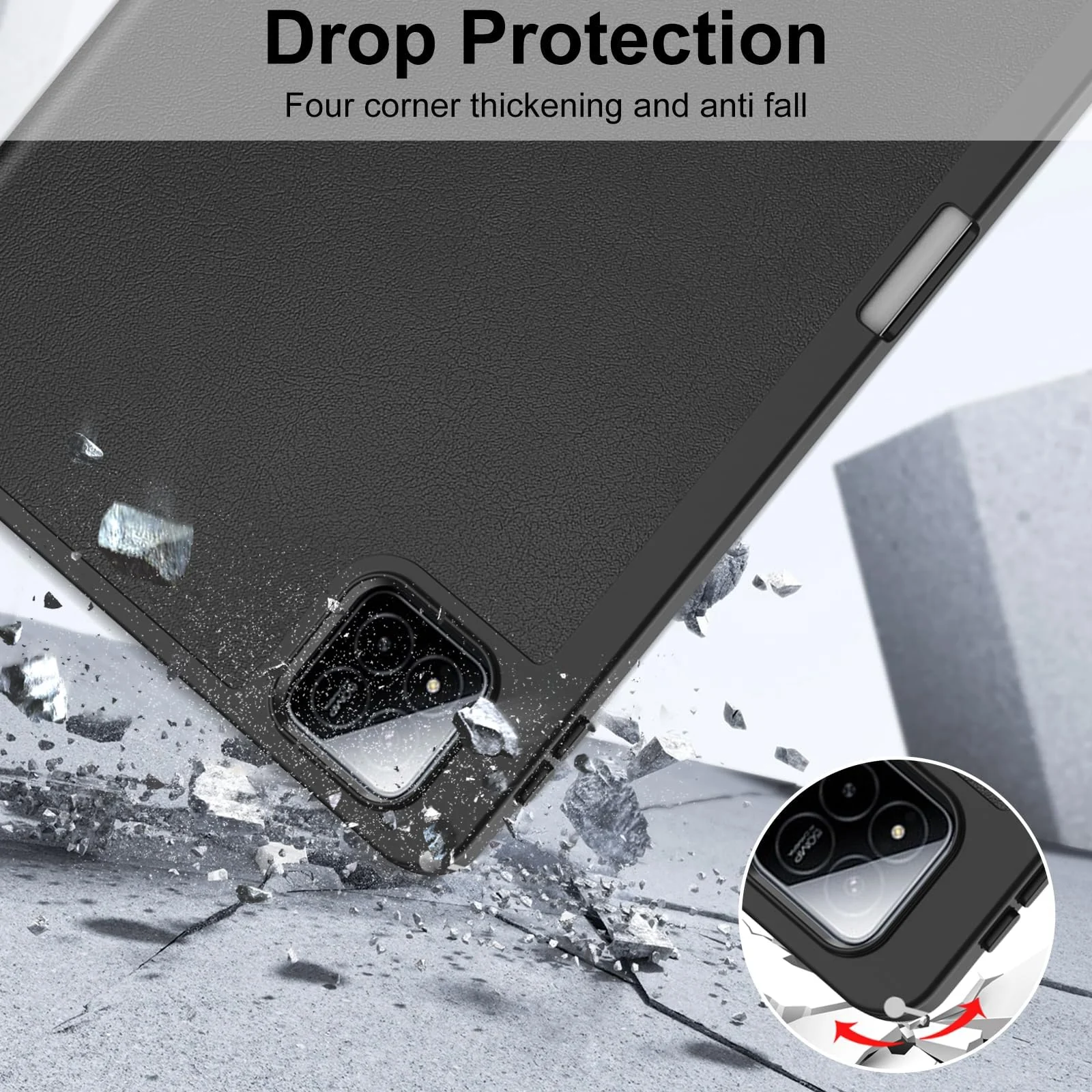 DL3 Mobilak Xiaomi Pad 7 / Xiaomi Pad 7 Pro 2024 11.2 Case with Pen Holder, Soft TPU Back Trifold Stand Protective Smart Cover Flip, Auto Wake&Sleep - Black