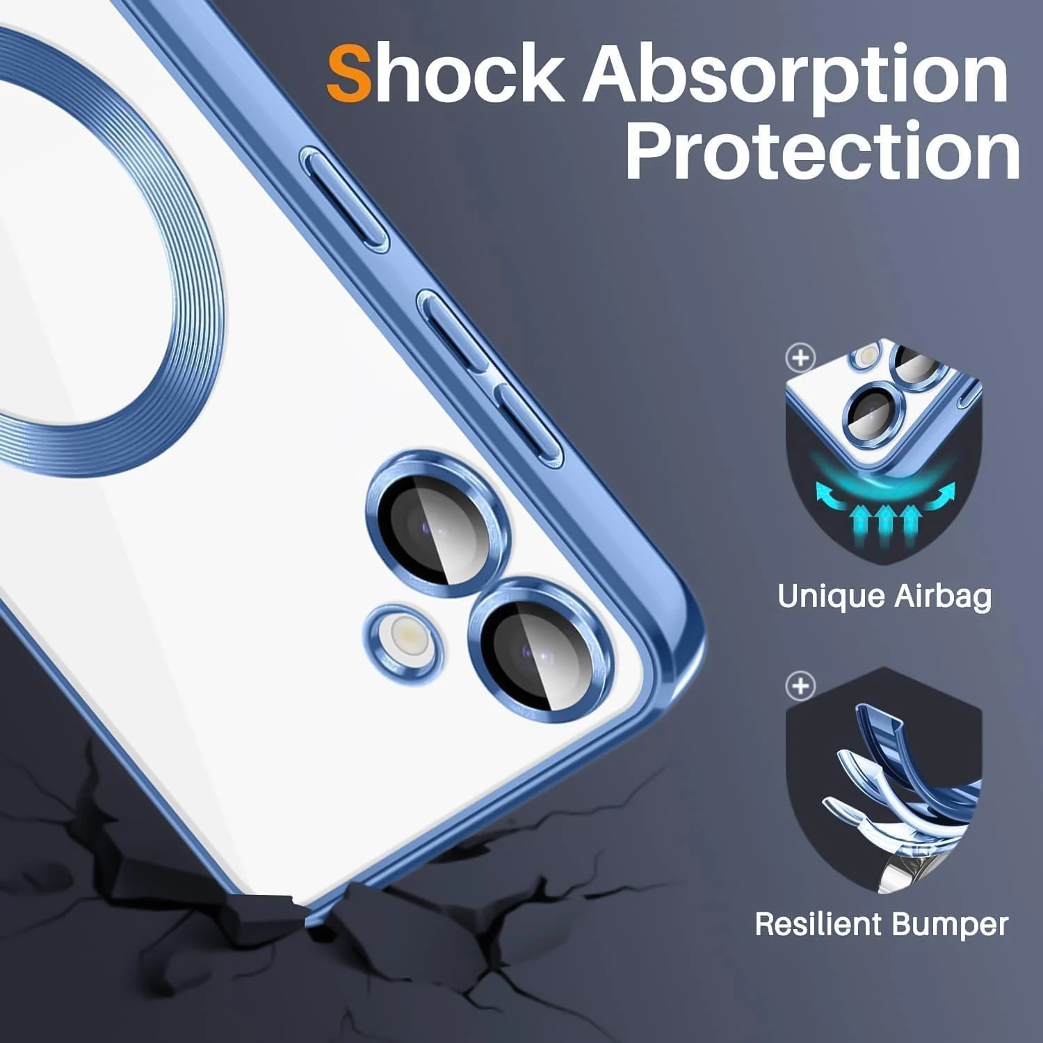 DL3 Mobilak Clear MagSafe-Compatible TPU Case and Camera Lens Protector for Samsung Galaxy A06 - Sierra Blue