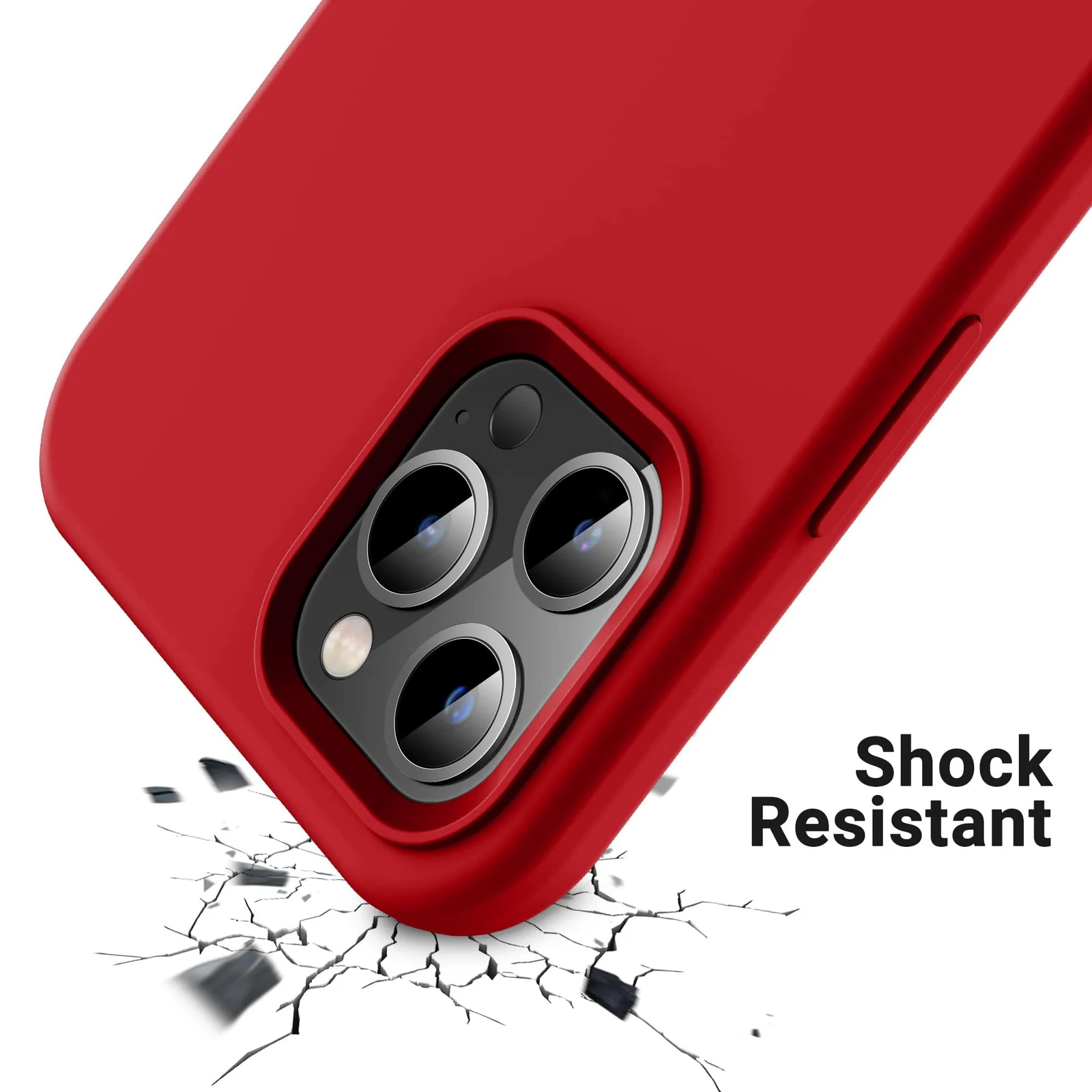 DL3 Mobilak Liquid Silicone Protective Case for iPhone 15 with Camera Protection and Microfiber Lining - Red