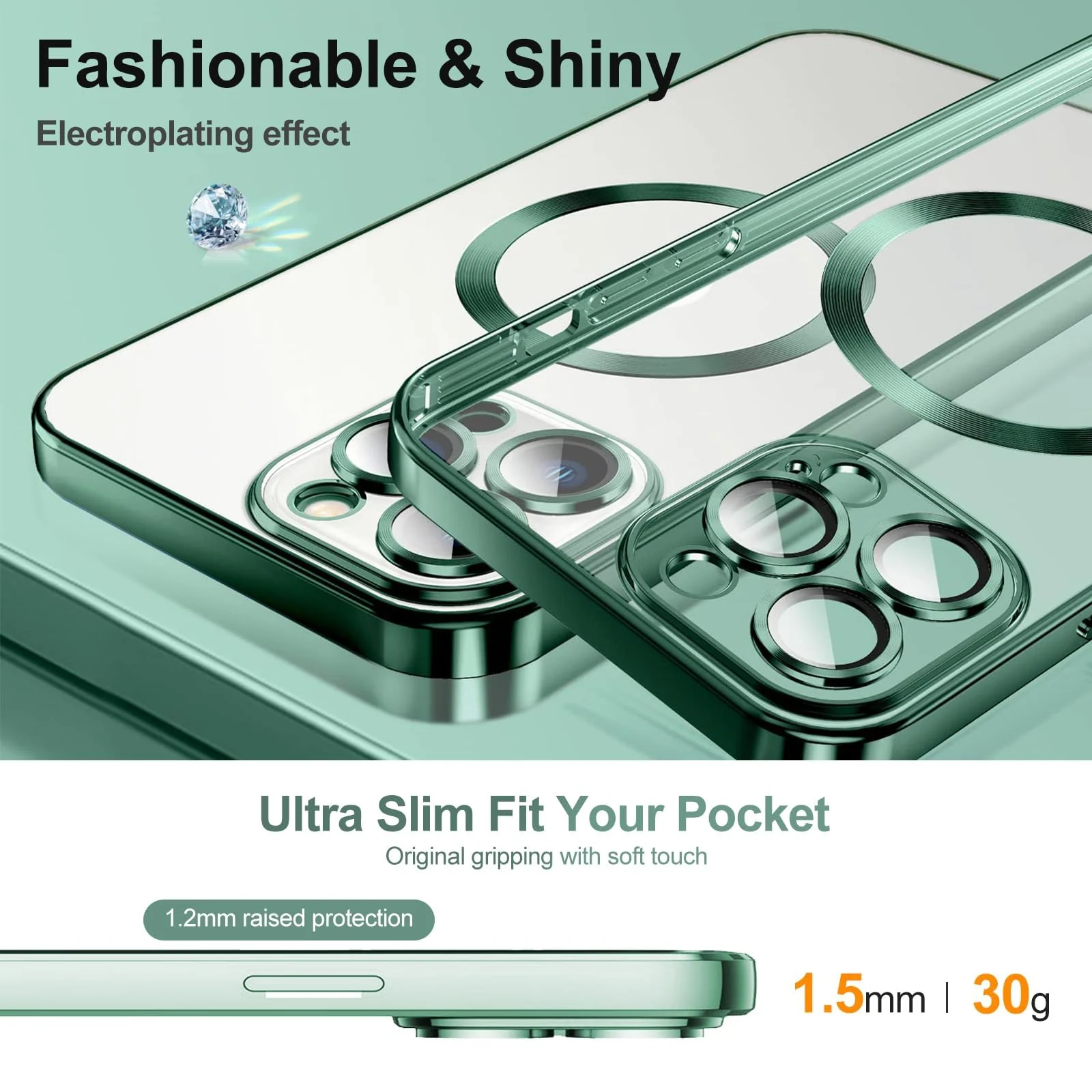 DL3 MOBILAK MagSafe Phone Case with Camera Lens Protector for Apple iPhone 11 Pro, Green