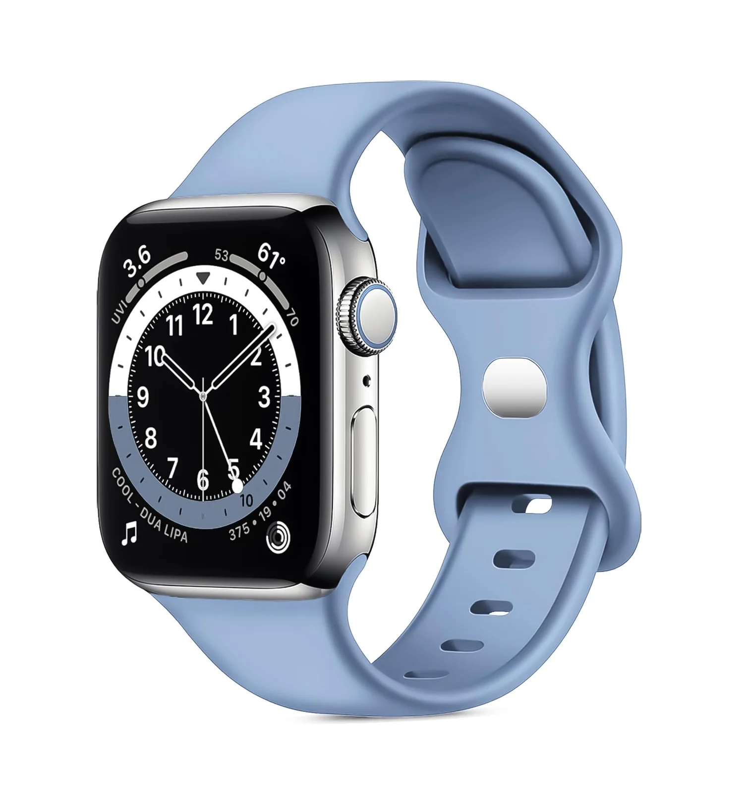 DL3 Mobilak Band with Case Compatible with Apple Watch 44mm, Silicone Sport Wristband Replacement, Strap With Cover Built-in Glass Screen Protector for iWatch Series 6 5 4 SE SE 2 - Lavender Blue
