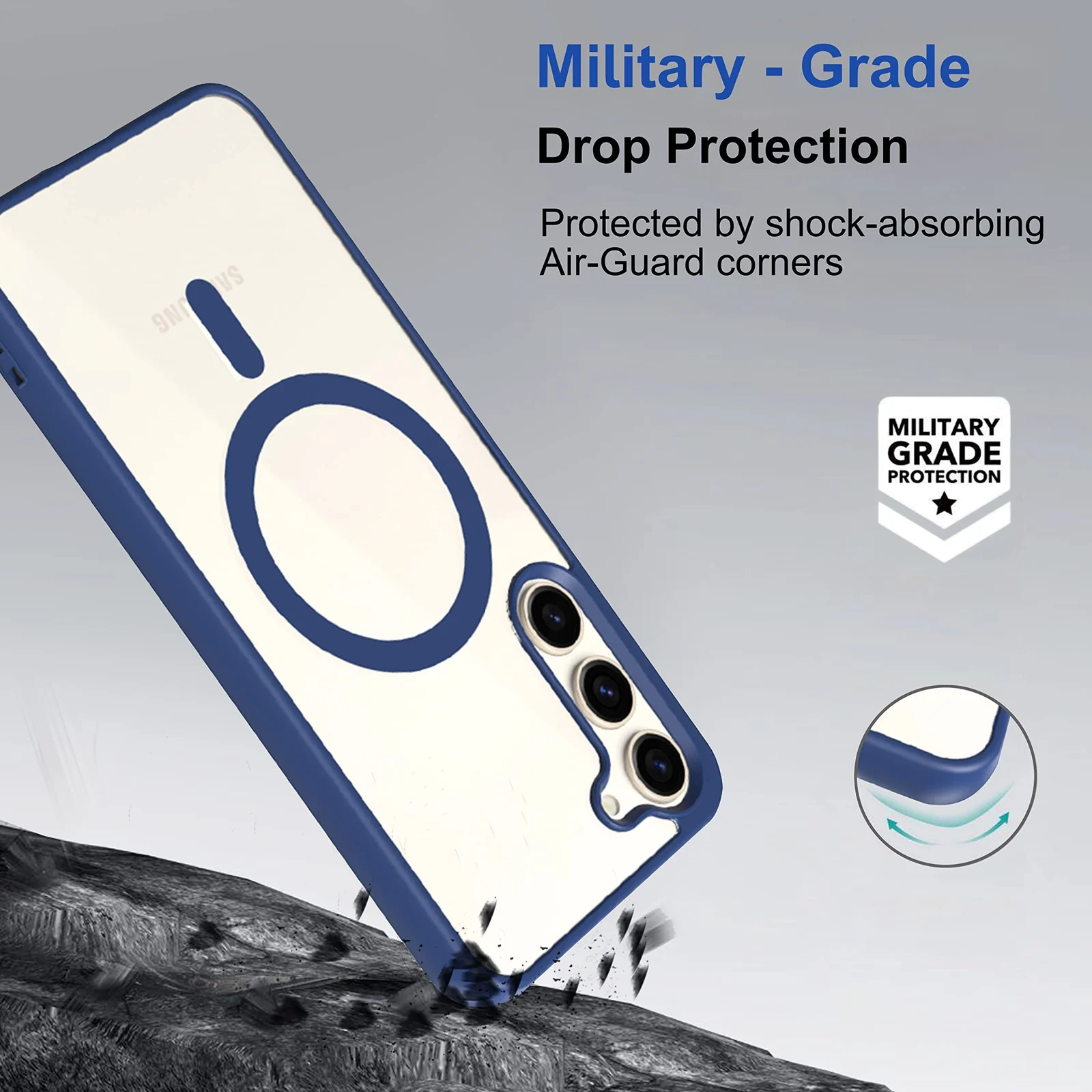 DL3 Mobilak MagSafe-Compatible Clear Magnetic Case for Samsung Galaxy S23 - Blue