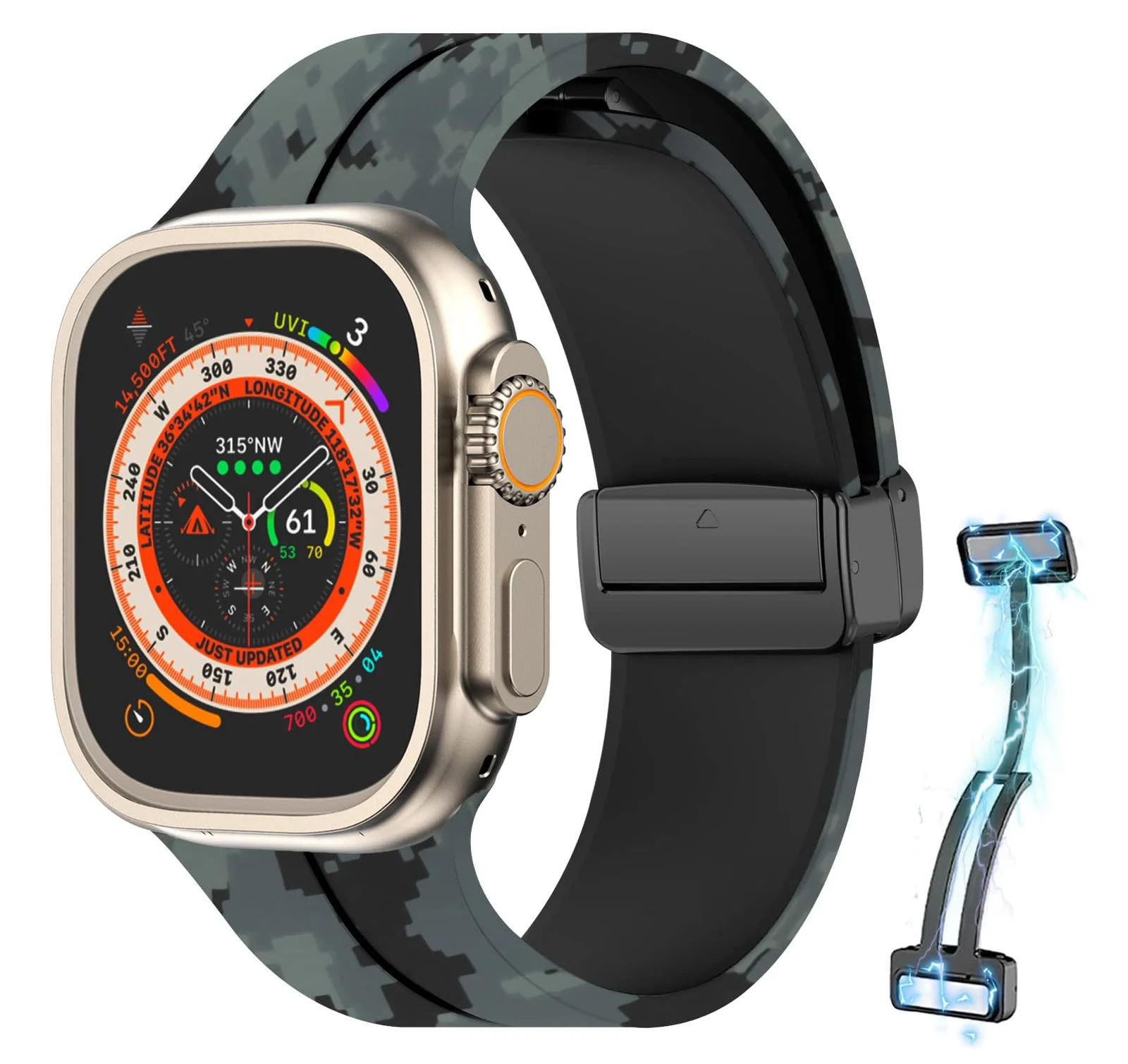 DL3 Mobilak Magnetic for Apple Watch Ultra Band 49mm 45mm 44mm 41mm 40mm 38mm 42mm, Soft Sport Silicone Strap for iwatch Series 9 8/7/6/5/4/3/2/SE/Ultra 2 (Digital, 38mm/40mm/41mm) - Digital Blue