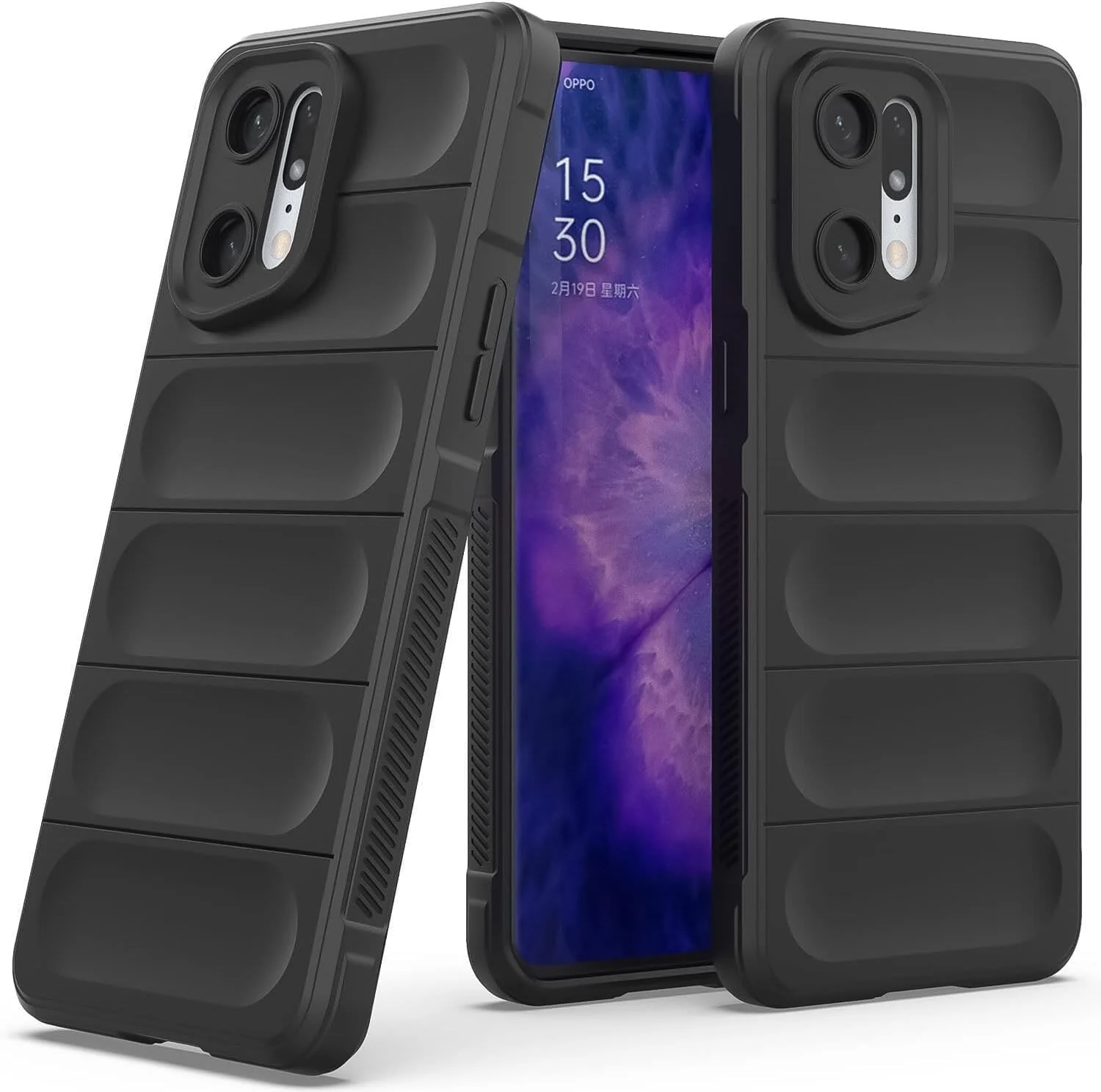 DL3 Mobilak Flexible Silicone and TPU Protective Case with Camera Protection for OPPO Find X5 - Black