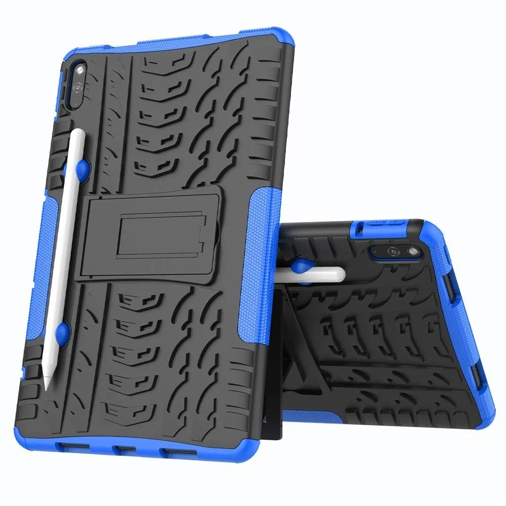 DL3 Mobilak Case For Huawei Matepad 10.4 Inch 2022/2020 tablet, Hybrid Rugged Armor Heavy Duty 2 in 1 TPU + PC Combo Dual Layer Shockproof Case with Kickstand - Blue