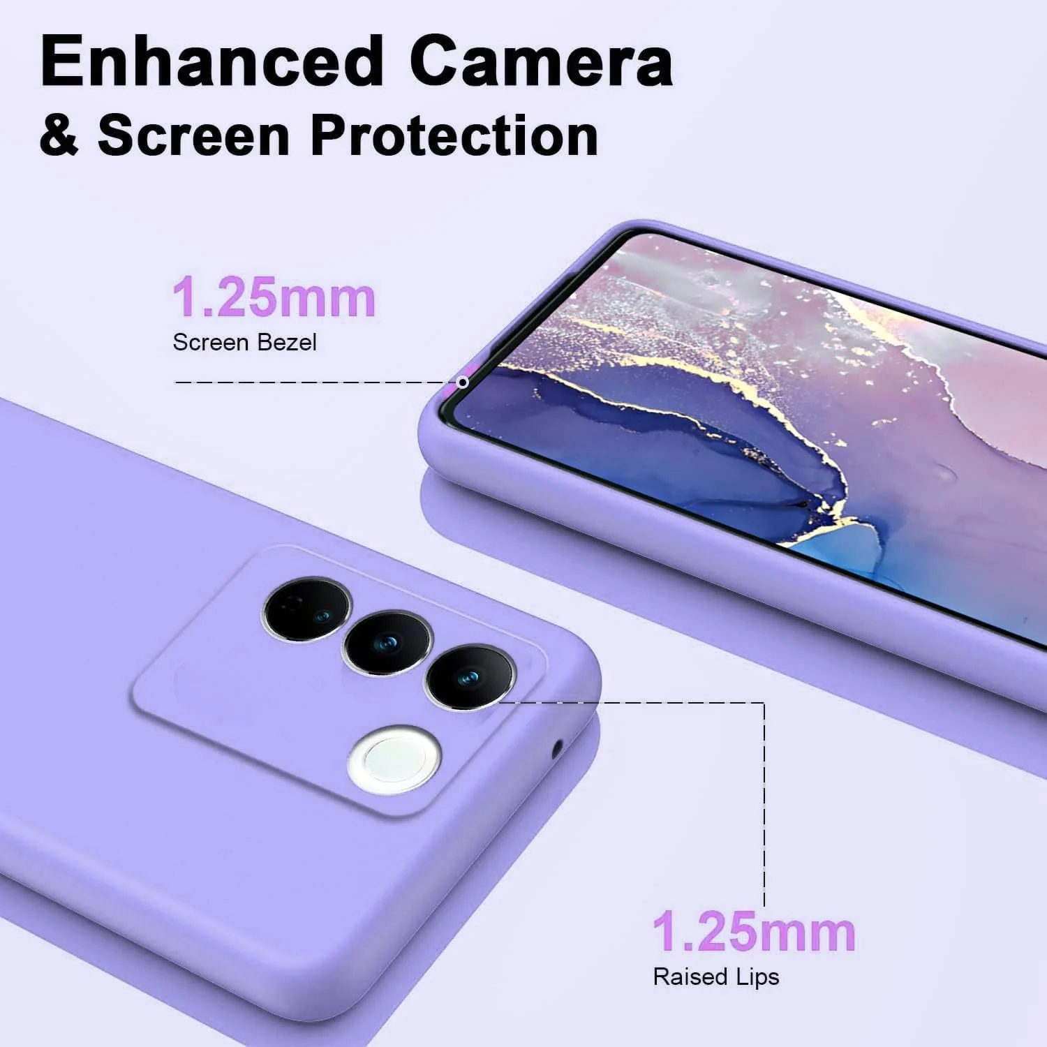 DL3 Mobilak Liquid Silicone Protective Case for vivo V27e / vivo S16e with Microfiber Lining and Shockproof Design - Purple