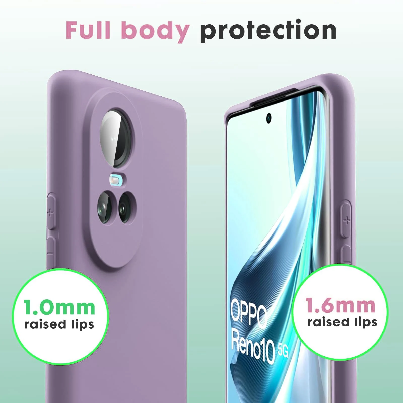 DL3 Mobilak Liquid Silicone Case for OPPO Reno 10, Shock-absorbing protection, Scratch-resistant surface, Soft microfiber lining - Lavender