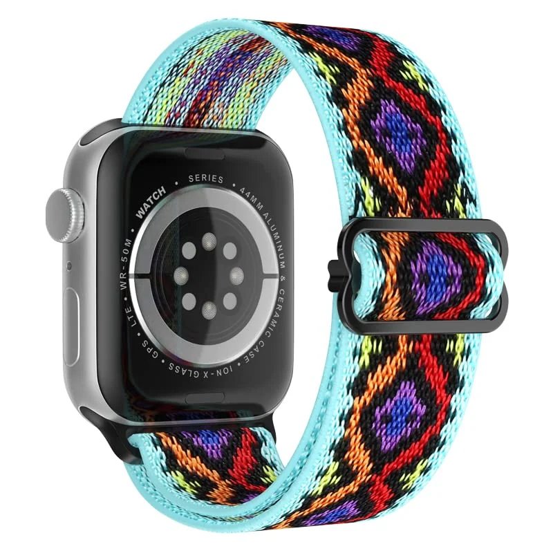 38MM/40MM/41MM — DL3 Mobilak Nylon Solo Loop Stretchy Straps For Apple Watch Band 49mm 45mm 44mm 42mm 41mm 40mm 38mm, Elastic Wristbands for Series 8 Ultra 7 6 5 4 3 2 1 Se (Rhombus, 38MM/40MM/41MM)