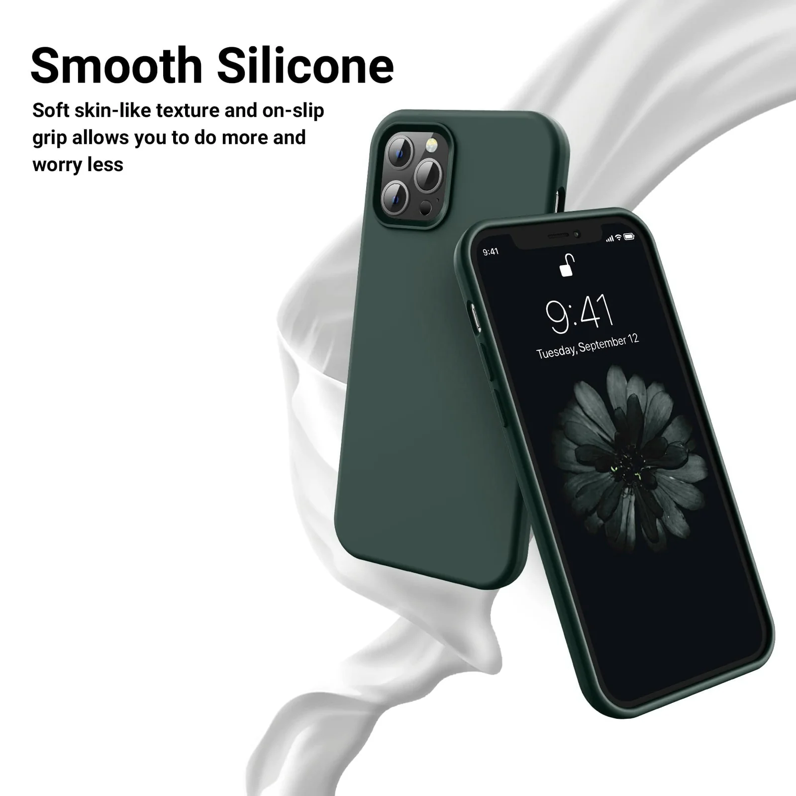DL3 Mobilak Liquid Silicone Case for iPhone 15 Pro, Supports wireless charging, Shock-absorbing protection, Scratch-resistant surface - A.Green