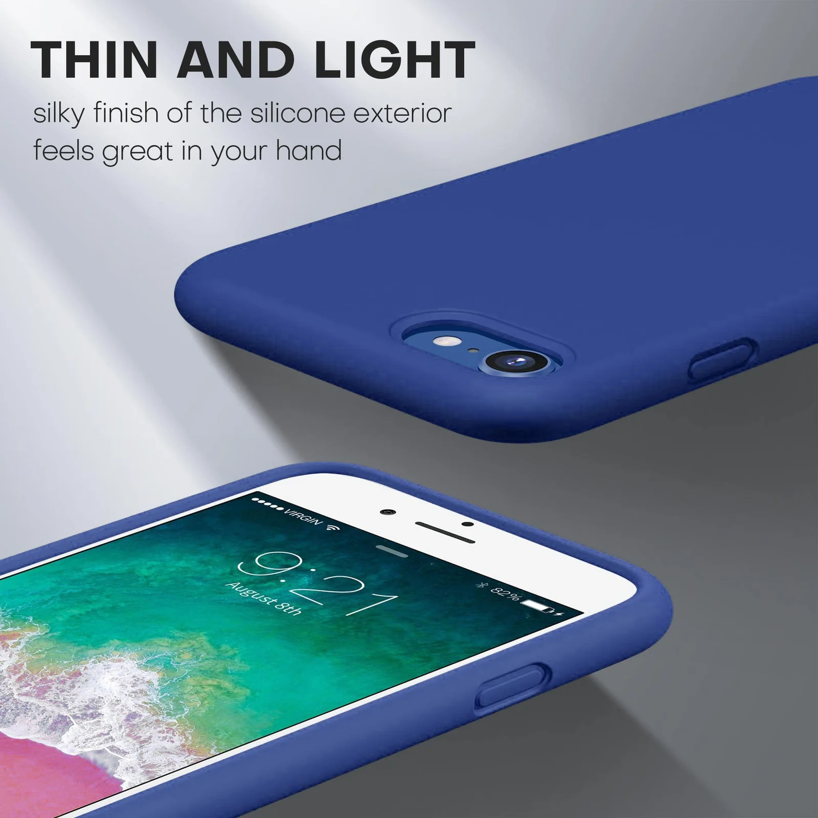 DL3 Mobilak Liquid Silicone Protective Case with Soft Microfiber Lining for iPhone SE 2022, SE 2020, iPhone 7, iPhone 8 - Royal Blue