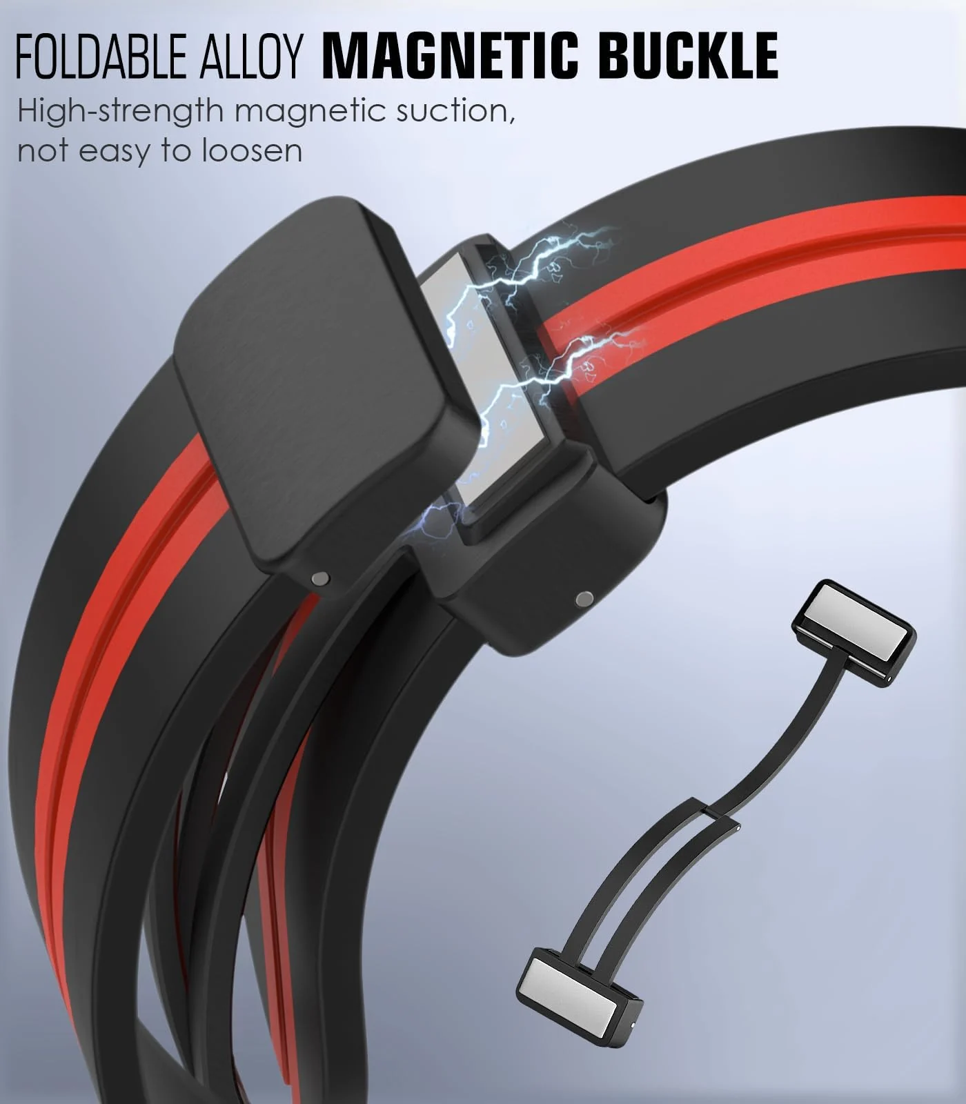 DL3 Mobilak 22MM Silicone Band Magnetic Clasp Strap For Xiaomi Redmi Watch 5 Active/5 Lite/Samsung Galaxy Watch 46mm/Watch 3 45mm/Gear S3/Huawei watch (GT6 GT5 GT4 GT3 GT2 GT 46MM)/GT6 (A. ) - A.Black Red