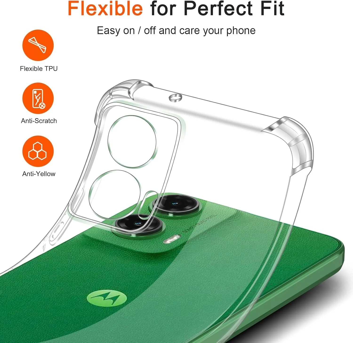DL3 Mobilak Case Compatible with Motorola Moto G35 5G, Cover Silicone TPU Gorilla Anti-shock Protector Camera Shockproof Corners - Clear