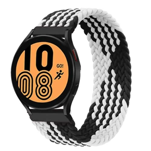 Medium — DL3 Mobilak Band 22MM Nylon Braided Solo Loop Strap Compatible with Samsung galaxy watch3 45mm/galaxy 46mm/Gear S3/Huawei watch GT3 46MM/GT2E/GT2 Pro/GT GT2 46MM/Compatible (Medium) - Black White