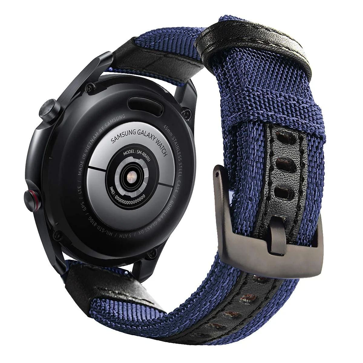 DL3 Mobilak Nylon Sports Bands With Leather 20MM Strap for Samsung Gear Sport, Watch 6, 4, 5, 5 Pro, S2 Classic, Active 2 40mm 44mm, Amazfit GTS 3, 4, 4 Mini, Bip 3 Pro, GTS2, Bp U - Blue