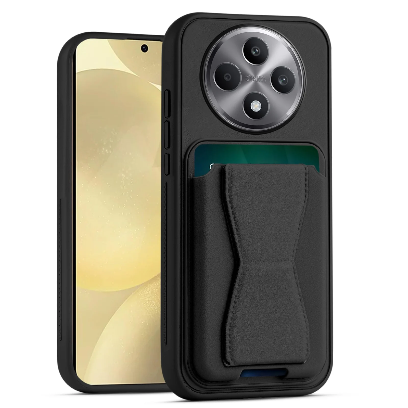 DL3 Mobilak Leather Wallet Case with Card Slot for OPPO Reno12 F / Reno 12F with Camera Protection and Shockproof Design - Black