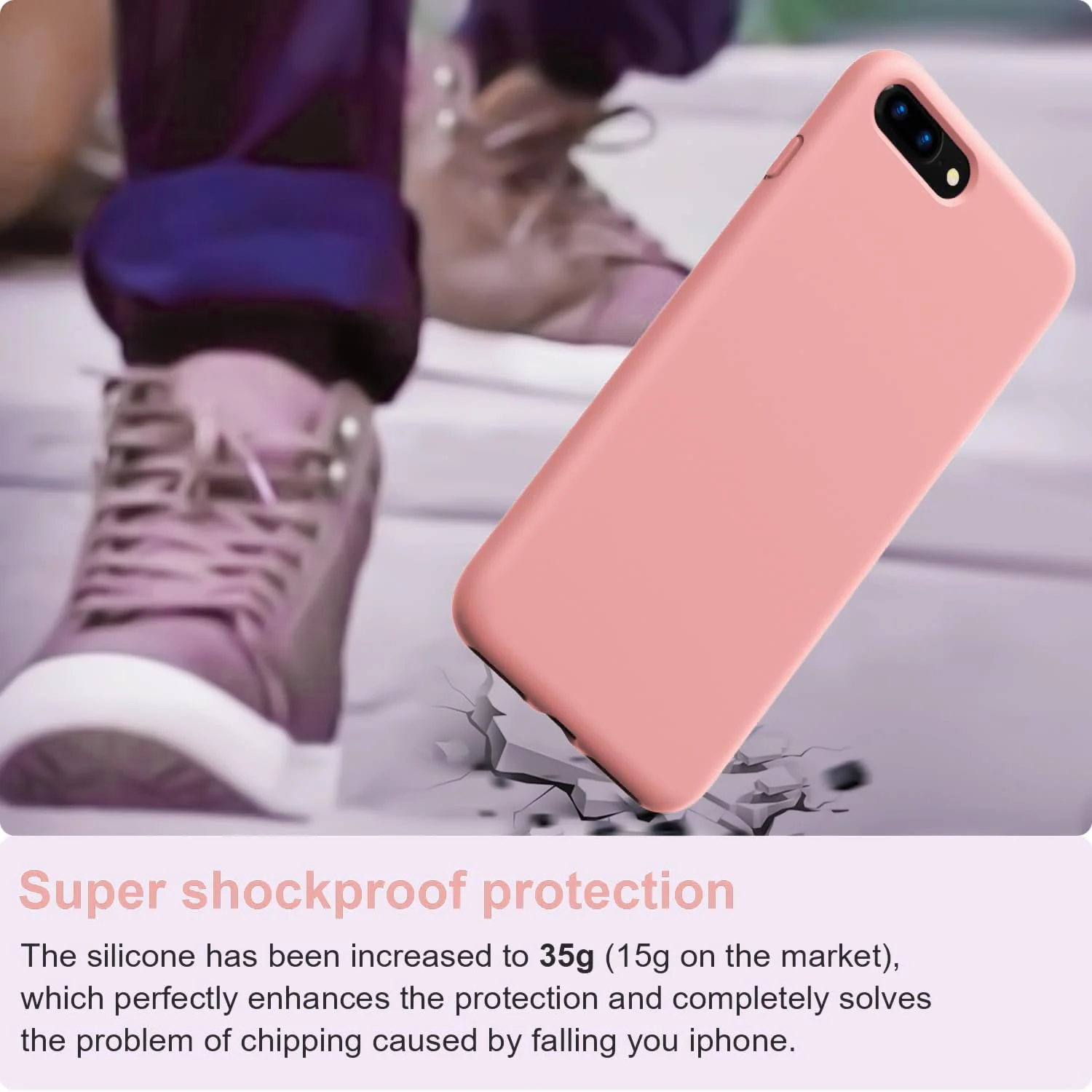DL3 Mobilak Compatible with iPhone 7 Plus/iPhone 8 Plus Case, Liquid Silicone Case, Full Body Protective Cover, Shockproof, Slim Phone Case, Anti-Scratch Soft Microfiber Lining - Pink 2