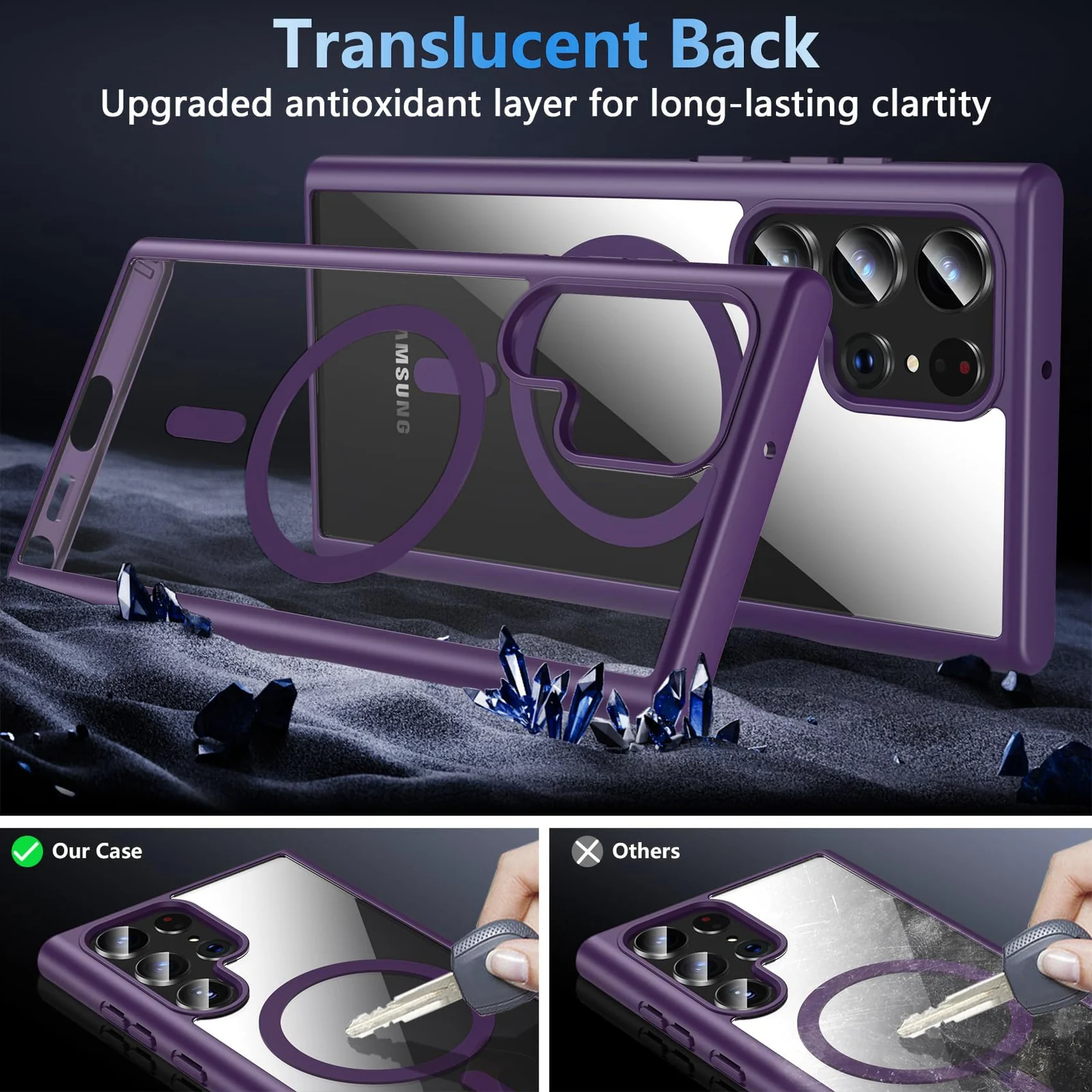 DL3 Mobilak MagSafe-Compatible Clear Magnetic Case for Samsung Galaxy S23 Ultra - Deep Purple