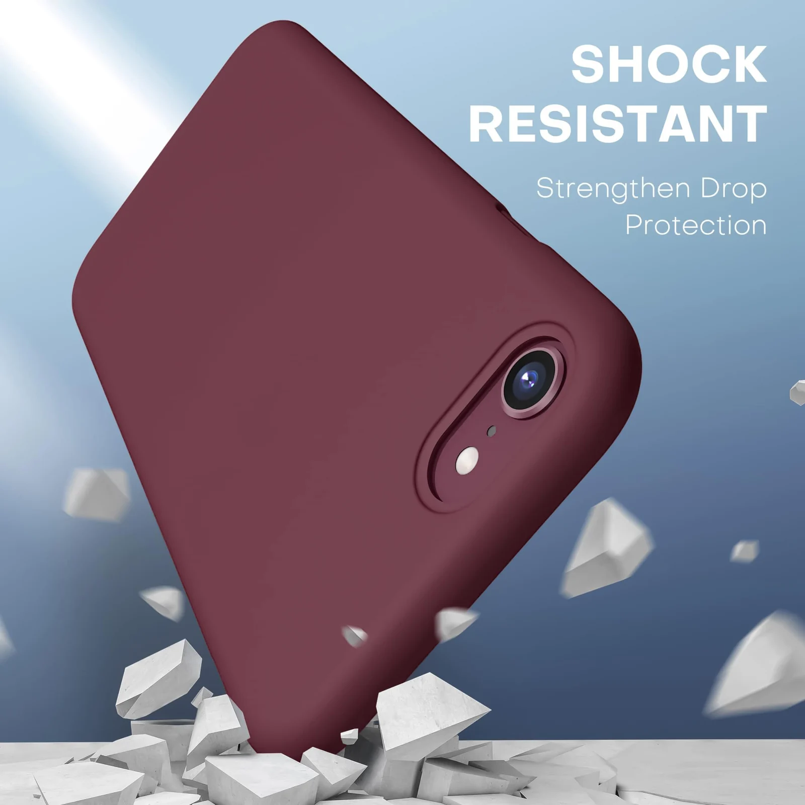DL3 Mobilak Liquid Silicone Protective Case for iPhone SE 2022, SE 2020, iPhone 7, iPhone 8 with Camera Protection and Microfiber Lining - Dark Red
