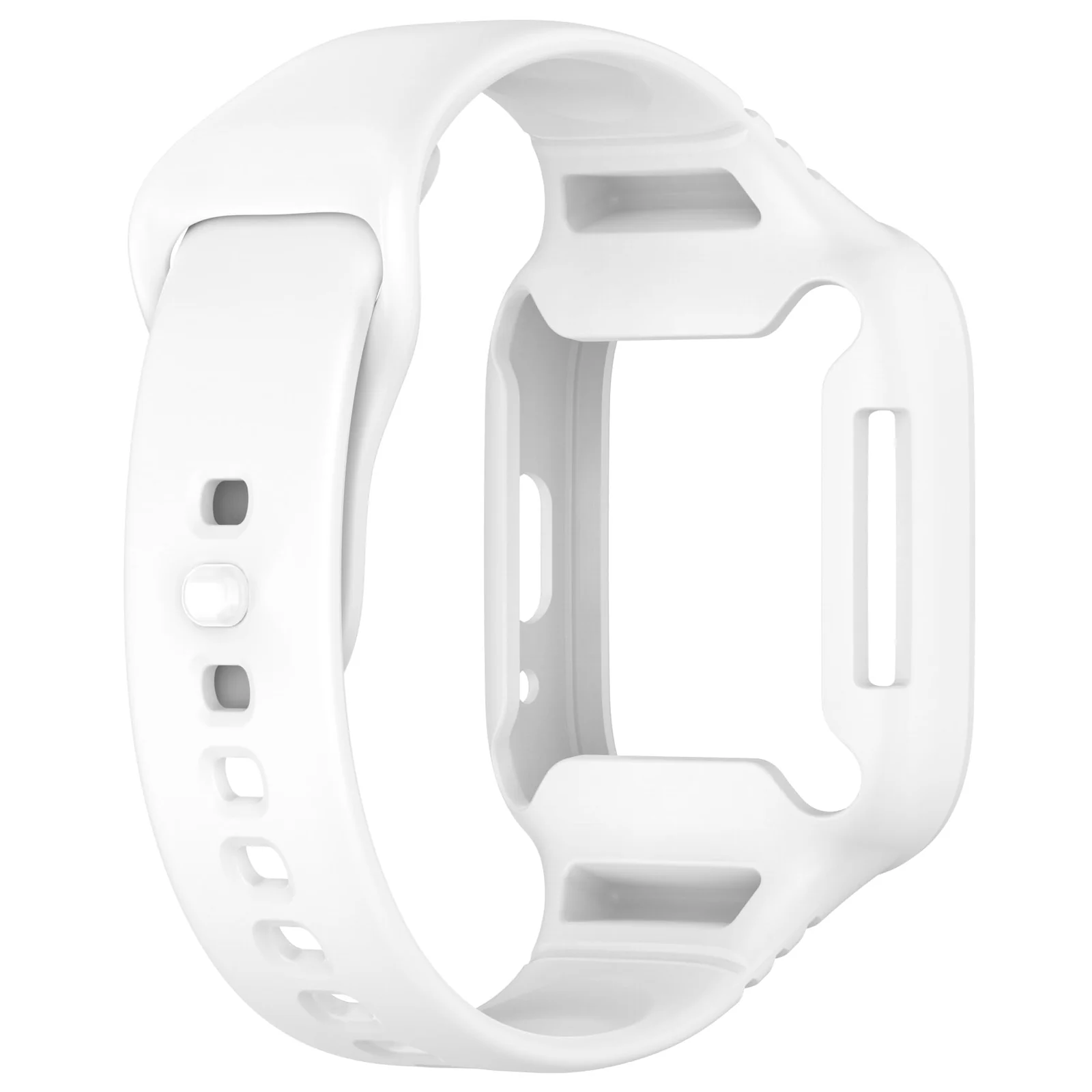 DL3 Mobilak Strap With Cover Compatible with Xiaomi Redmi Watch 3 Lite/Redmi Watch 3 Active, Silicone Sport Band Replacement Watchband with Bumper Case, Adjustable Wristband - White