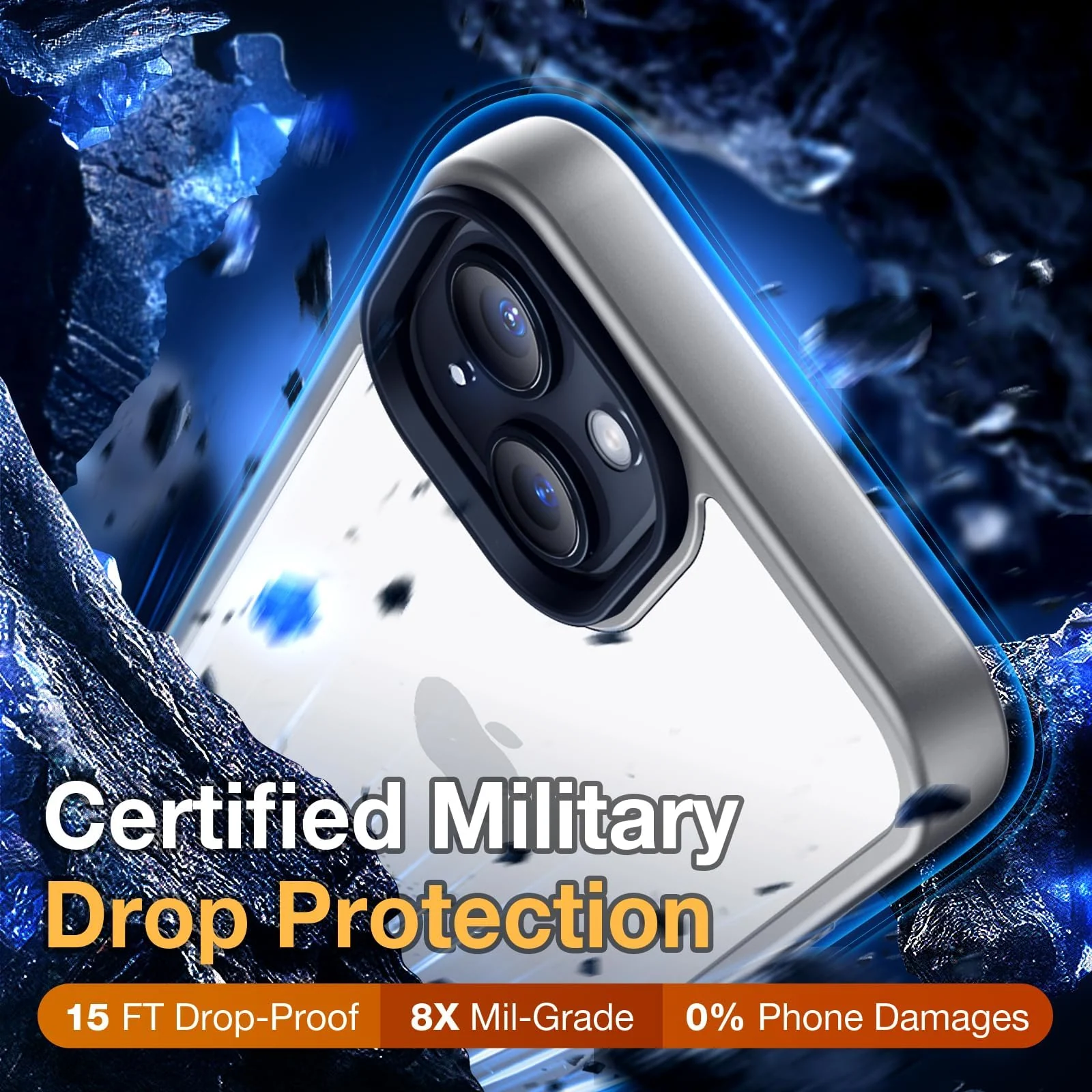 DL3 Mobilak Matte Protective Case for iPhone 13 / iPhone 14 with Camera Protection and Shockproof Design - Gray