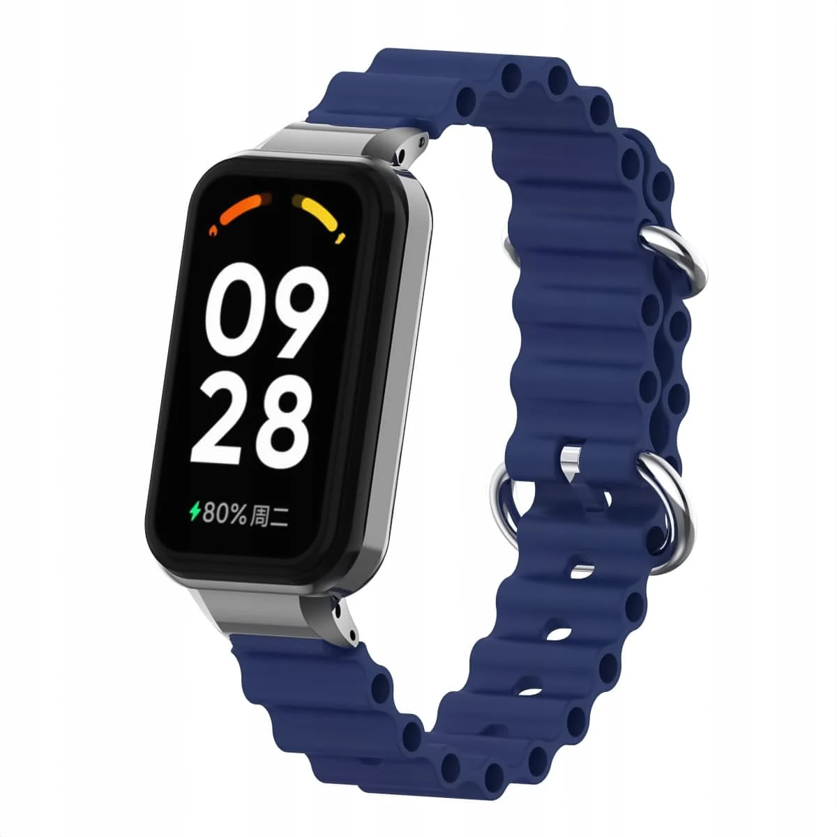 DL3 Mobilak Ocean Compatible with Xiaomi Redmi Band 2/Smart Band 8 Active, Adjustable Silicone Strap with Metal Buckle and Frame for Women Men - Blue