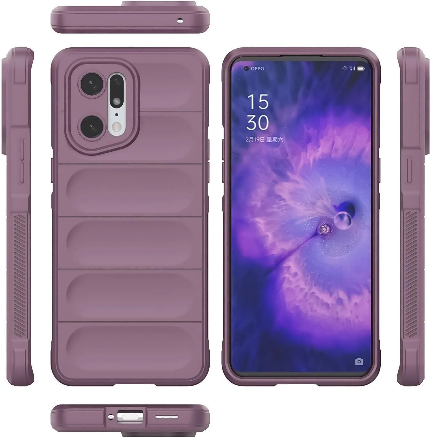 DL3 Mobilak Rugged Protective Case for OPPO Find X5, Camera protection, Shock-absorbing protection, Non-slip grip - Purple