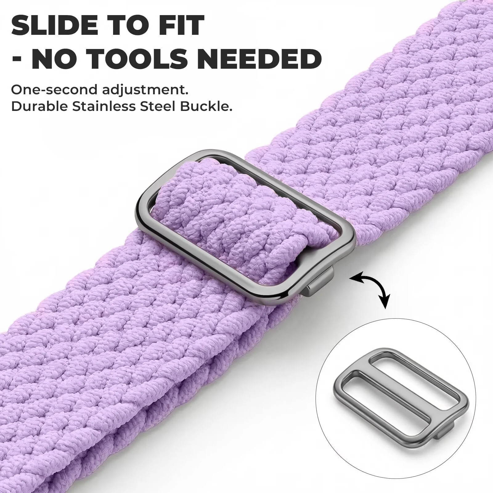 DL3 Mobilak 18mm Stretchy Nylon Solo Loop Strap For Watch GT6 41mm/GT5 Pro 42mm/GT5 41mm/GT4 41mm/Huawei Watch 5 42mm for Women Men, Sport Breathable Braided Wristband for Garmin Venu 2S/Vivomove 3S/Vivoactive 4S - Light Purple