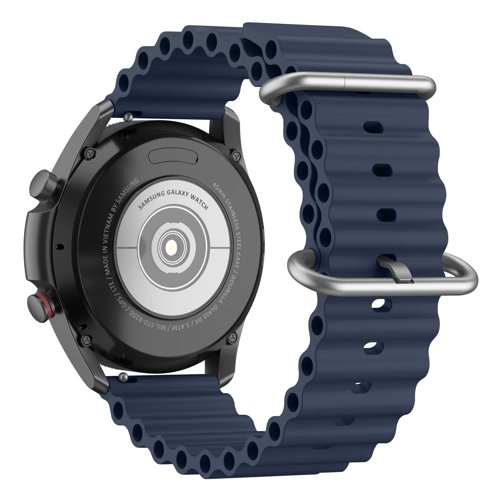 DL3 Mobilak Ocean Bands Silicone 20MM Strap For Samsung Galaxy Watch 7 6 5 4 40mm 44mm/5 Pro 45mm/S2 classic/active 2 40mm 44mm/Amazfi GTS 2/2e/GTS 3/3 Pro/GTS 4/GTS 2 Mini/3 Mini/4 Mini/Bip 3 Pro - Navy Blue