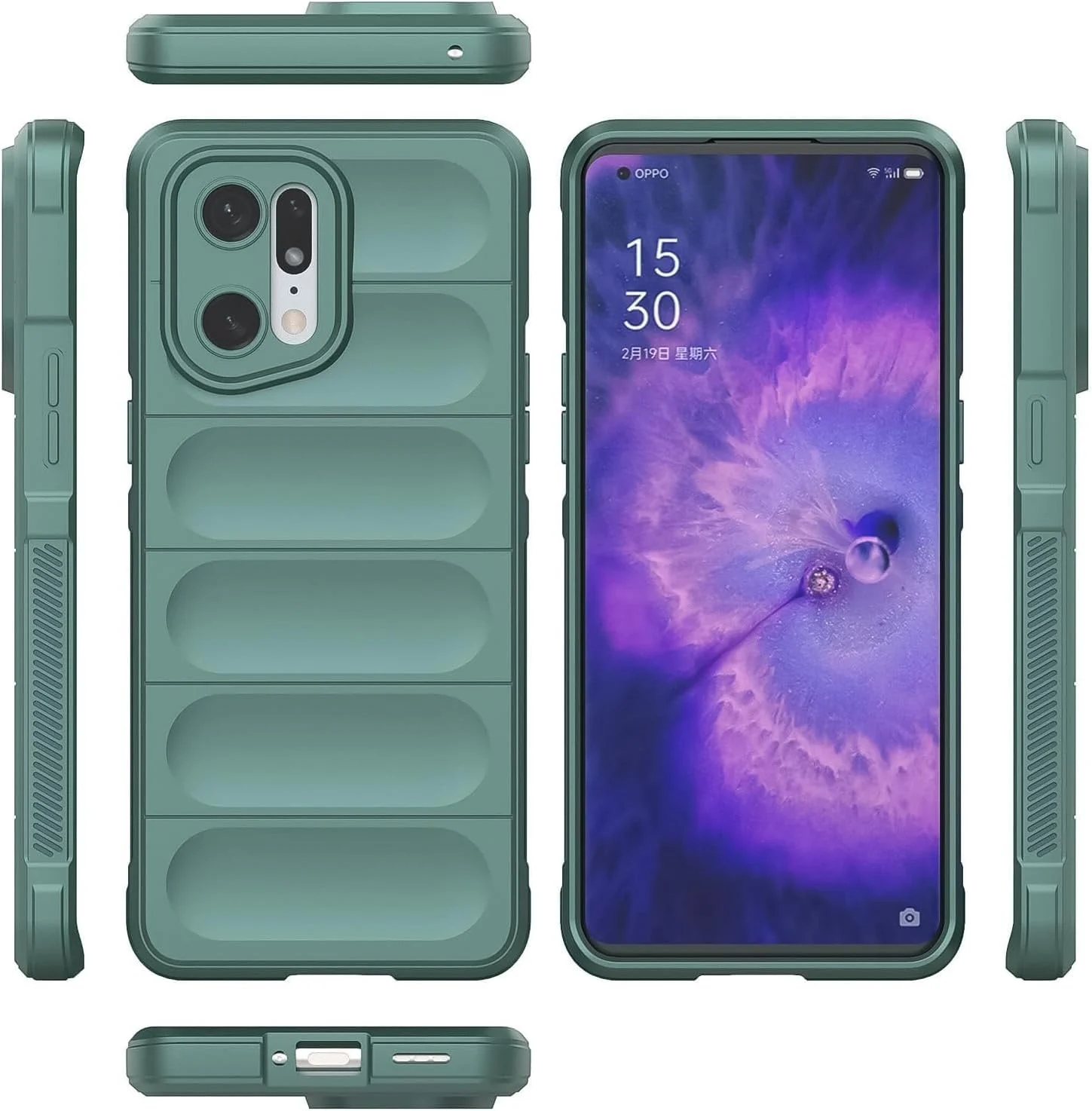DL3 Mobilak Rugged Protective Case for OPPO Find X5, Camera protection, Shock-absorbing protection, Non-slip grip - Green